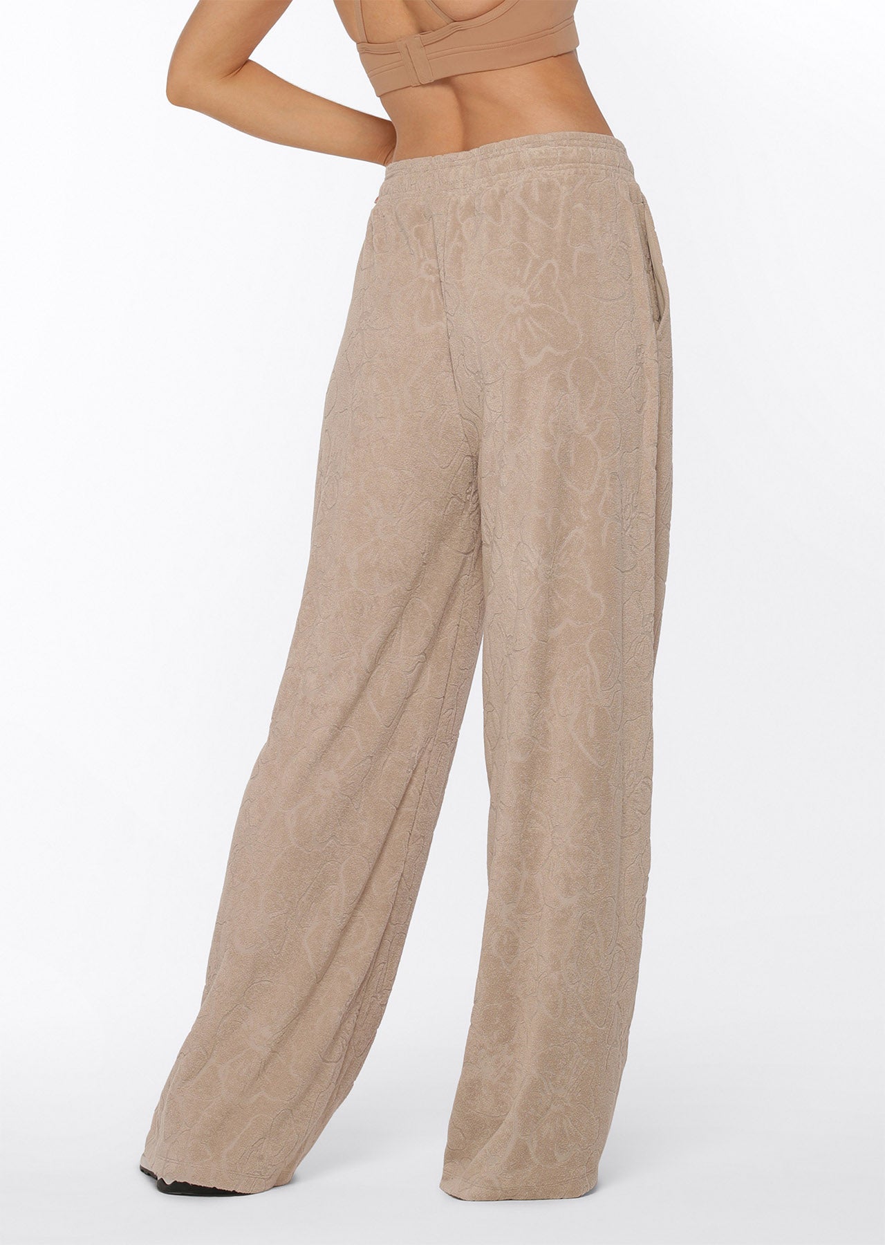Lorna Jane Hibiscus Towelling Trackpants - Cream