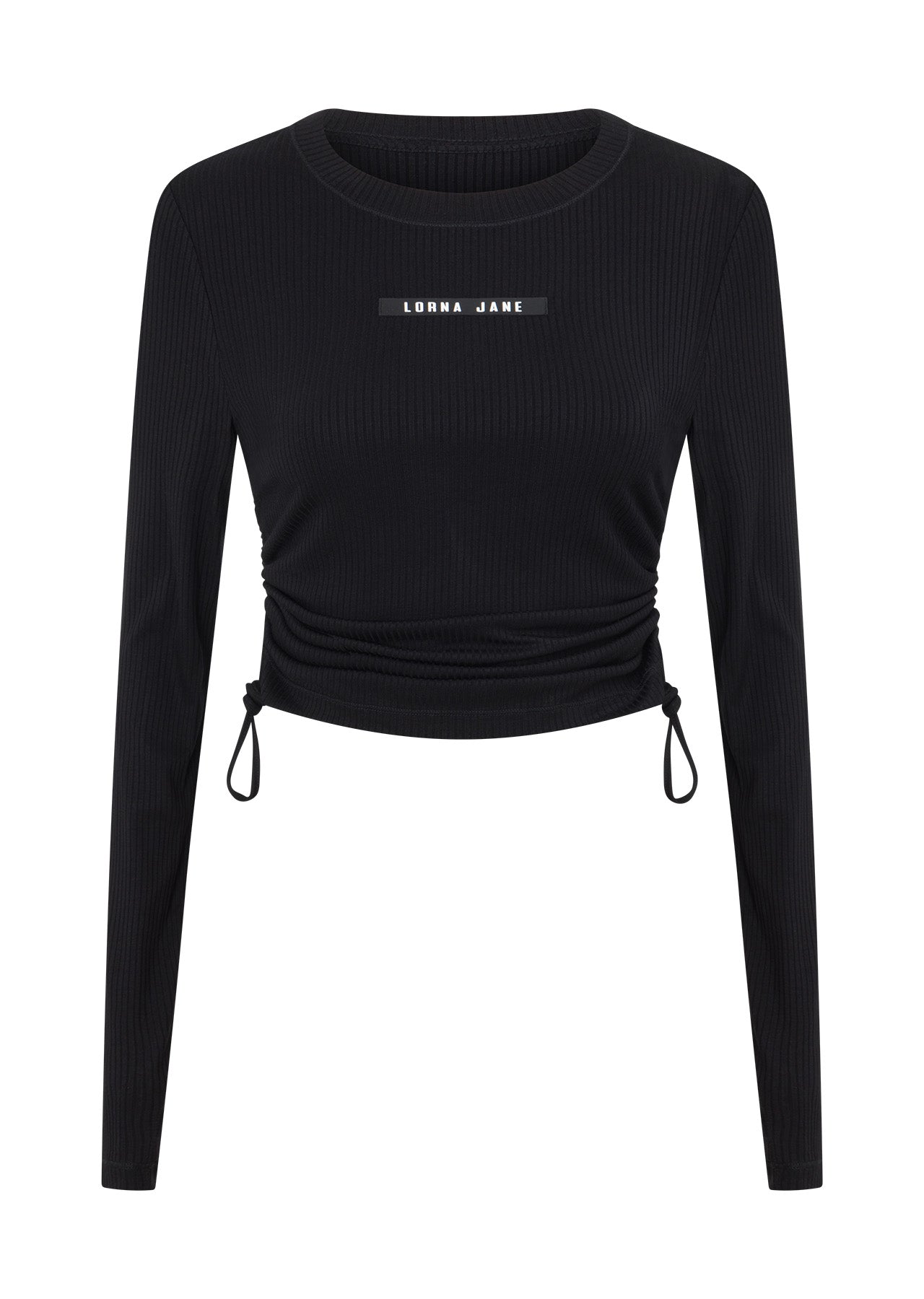 Lorna Jane Easy Adjust Longsleeve Rib Top - Black