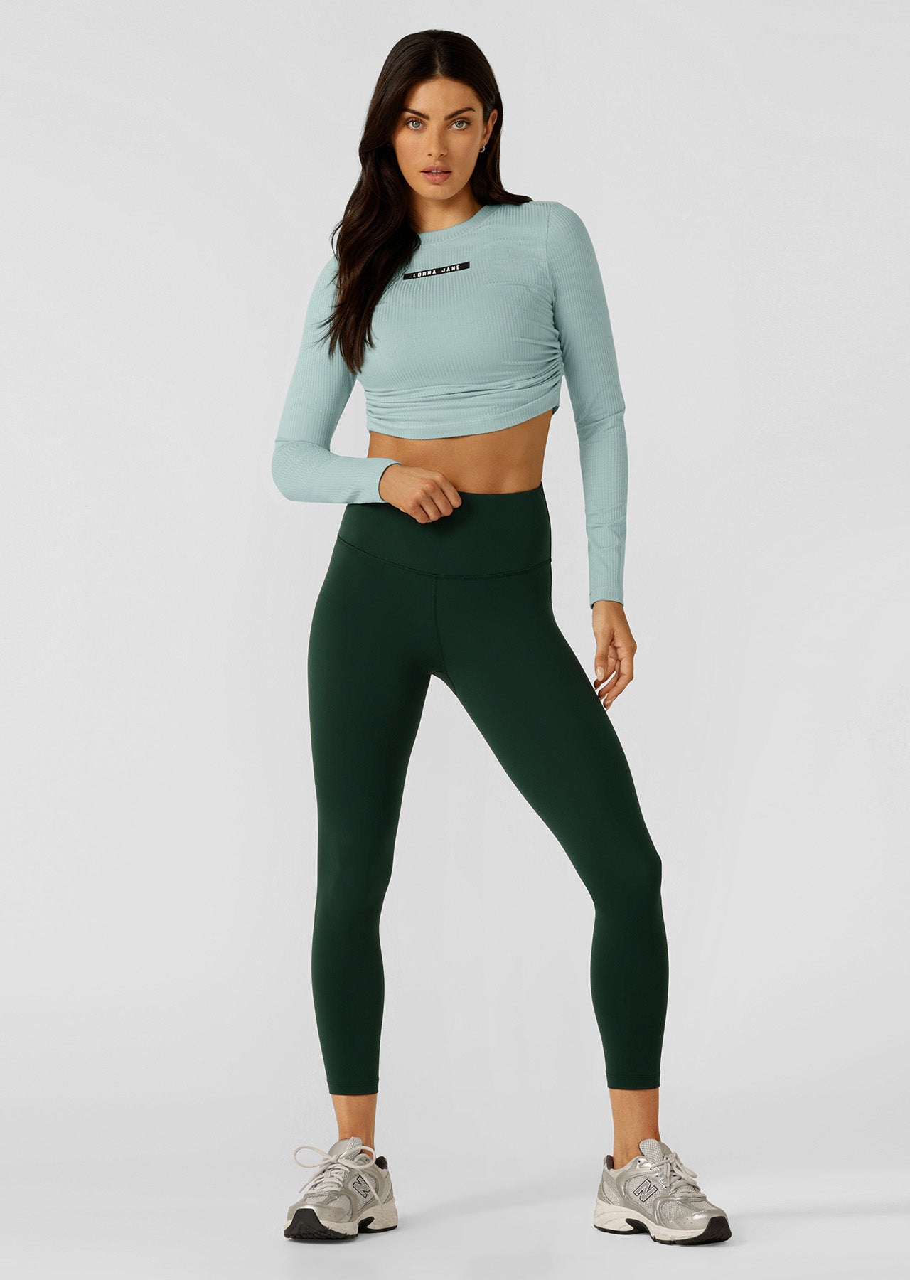 Lorna Jane Easy Adjust Longsleeve Rib Top - Sea Mist