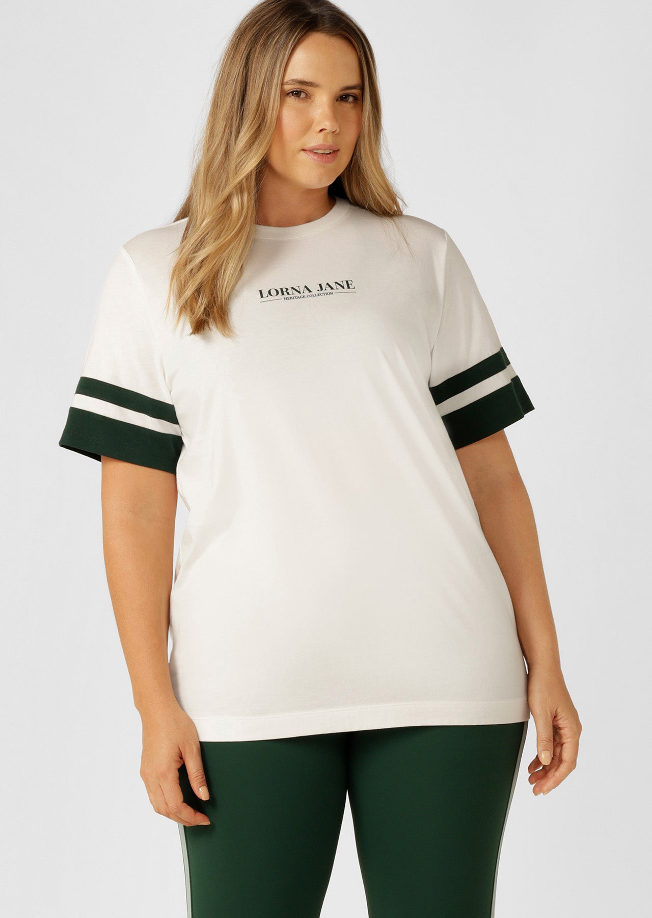 Lorna Jane Varsity Relaxed Tee - Porcelain