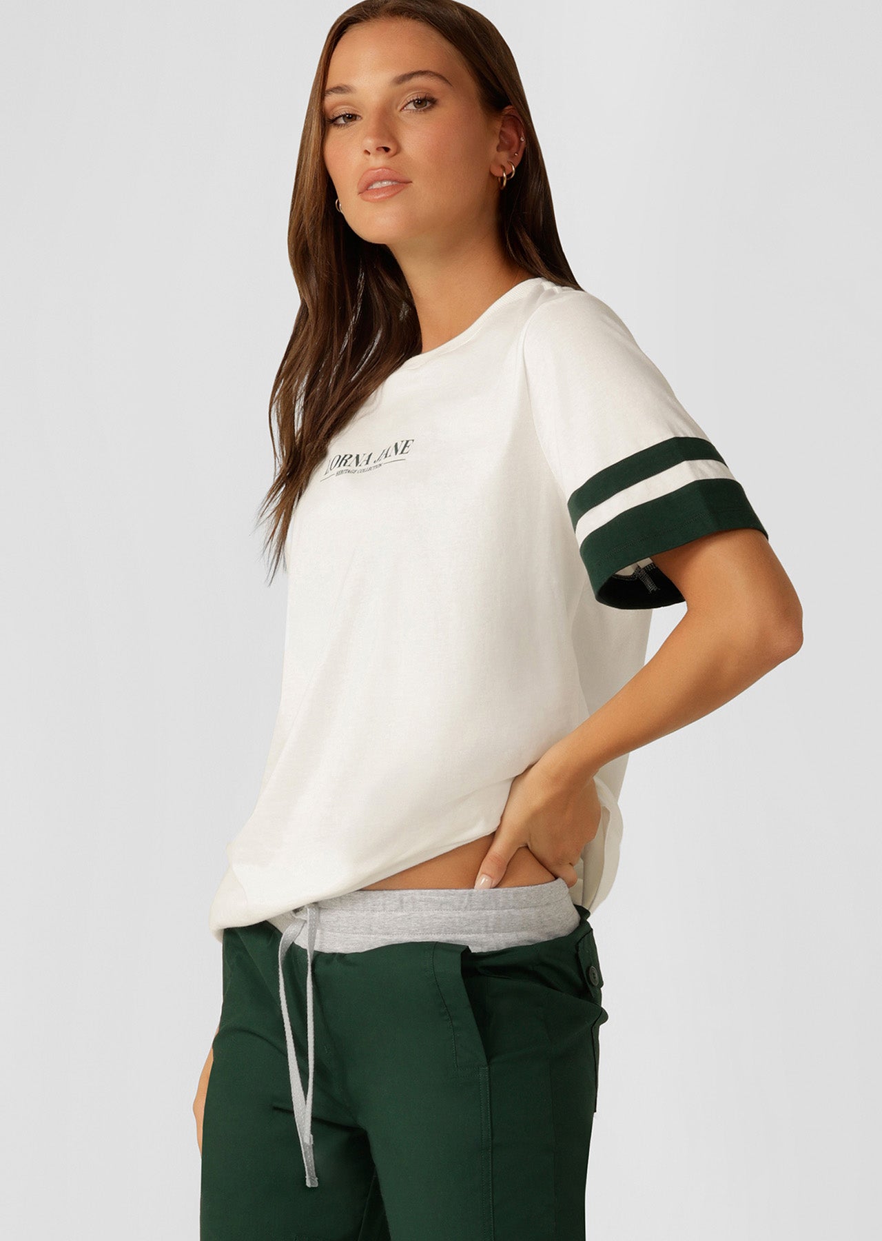 Lorna Jane Varsity Relaxed Tee - Porcelain