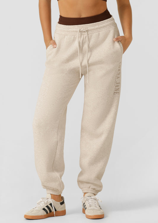 Lorna Jane Lounge Fleece Trackpants - Oat Marl