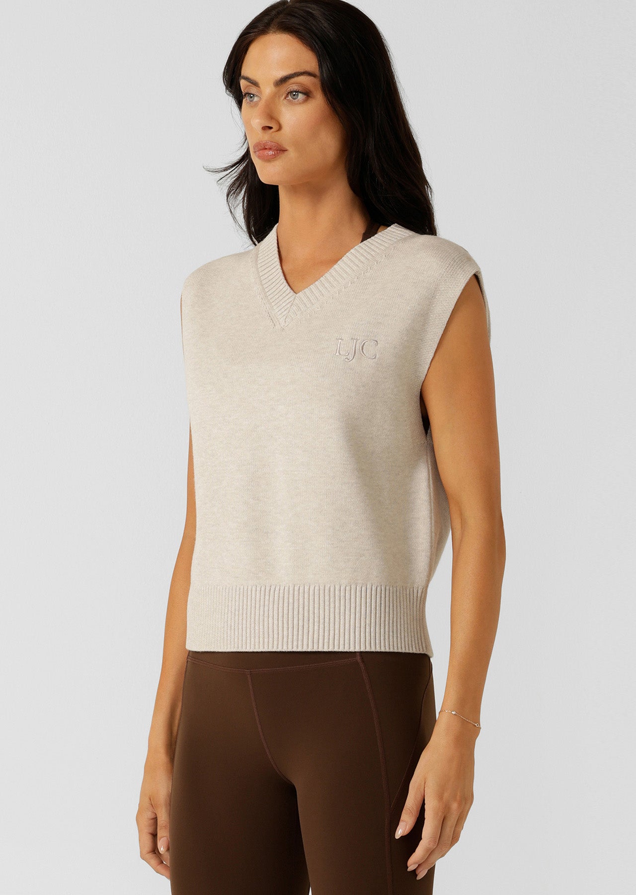 Lorna Jane Outdoor Knit Vest - Chalk Marl