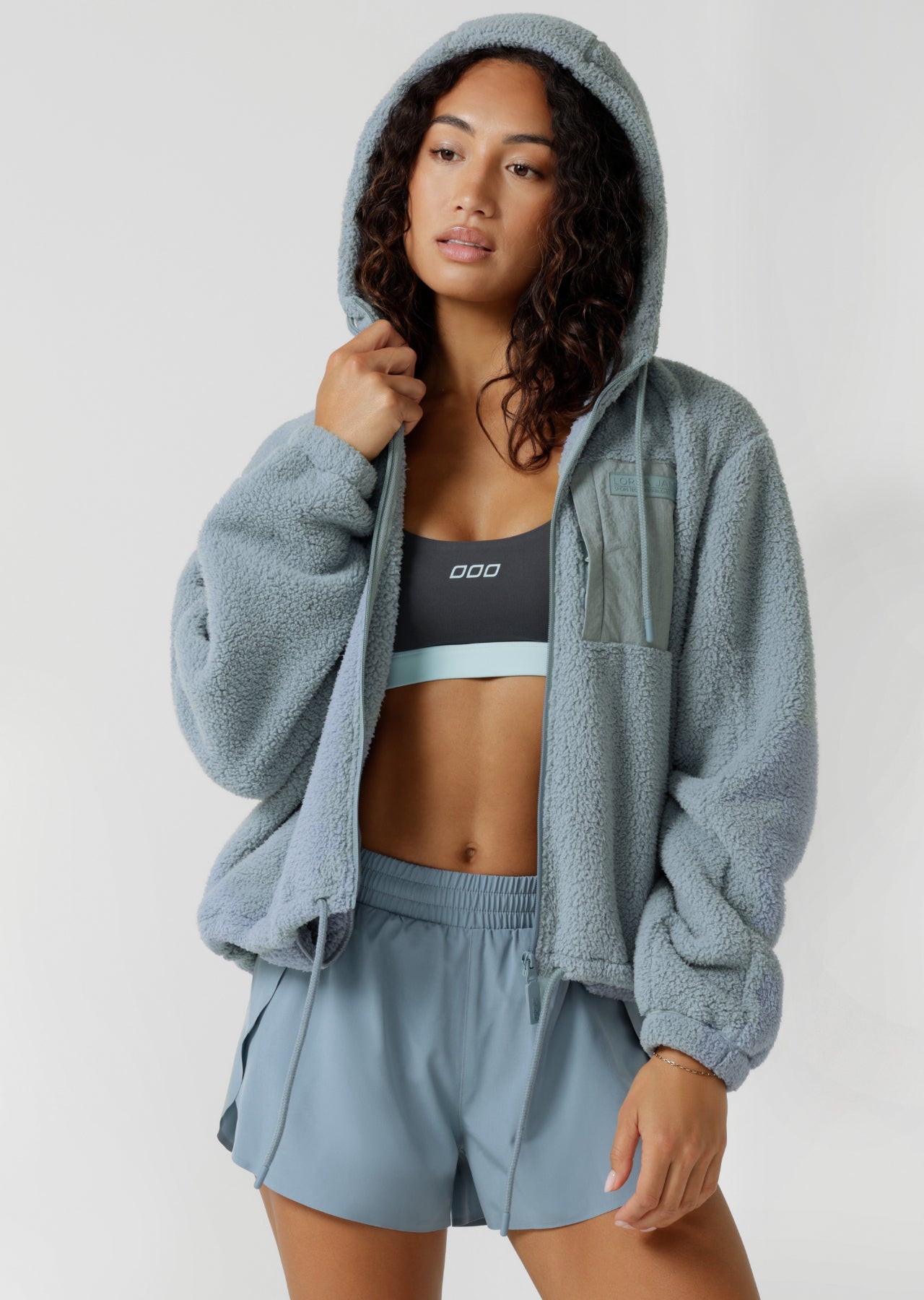 Lorna Jane Teddy Zip Through Hoodie - Deep Arctic