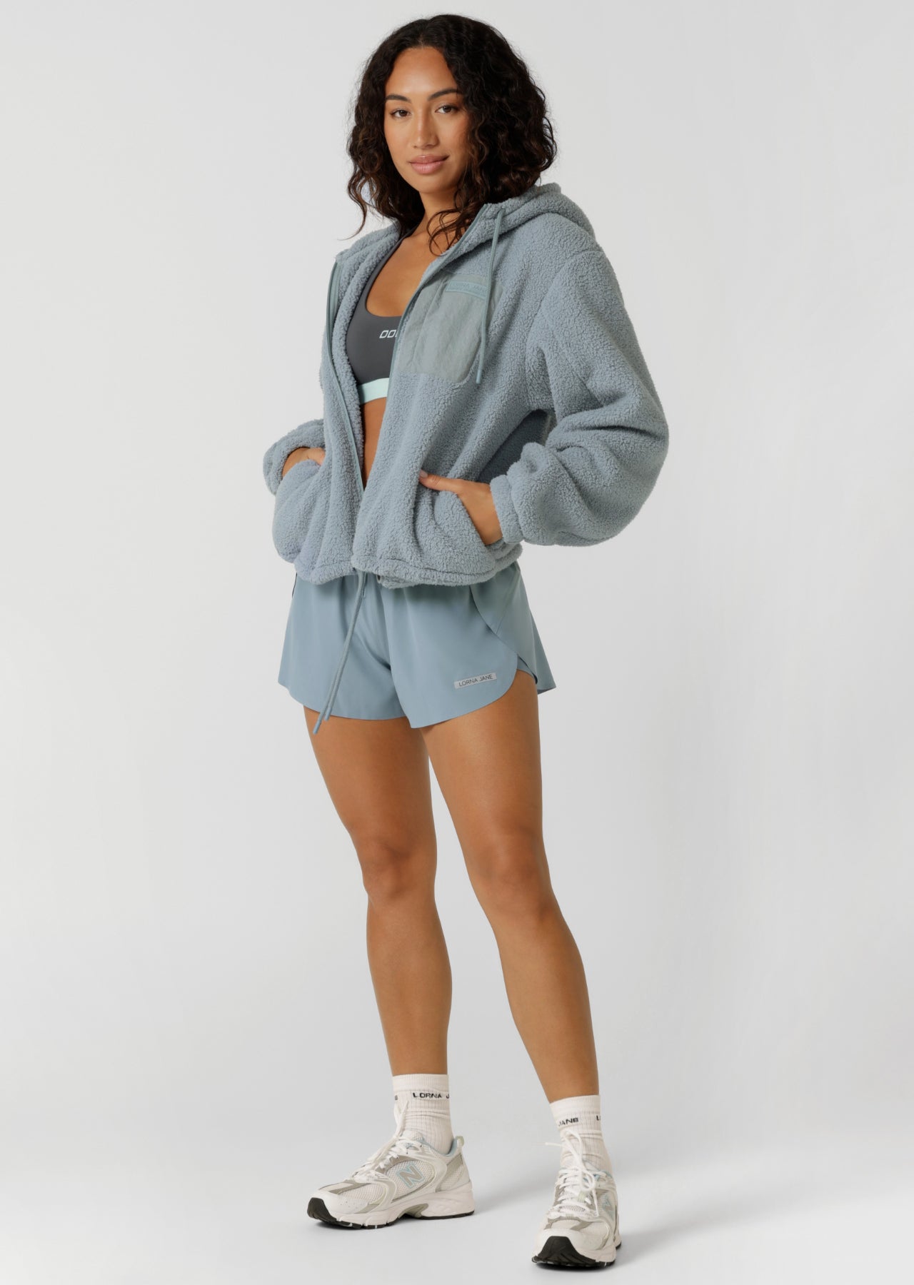 Lorna Jane Teddy Zip Through Hoodie - Deep Arctic
