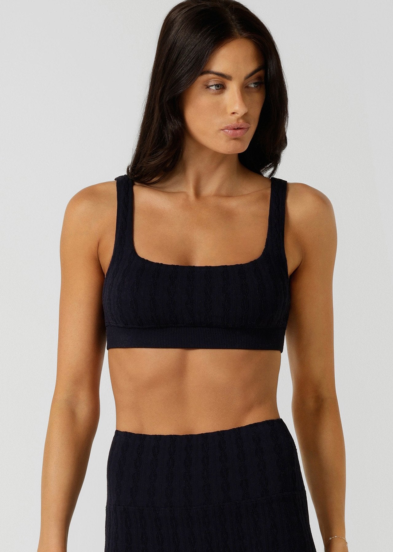 Lorna Jane Cable Seamless Sports Bra - Midnight Blue