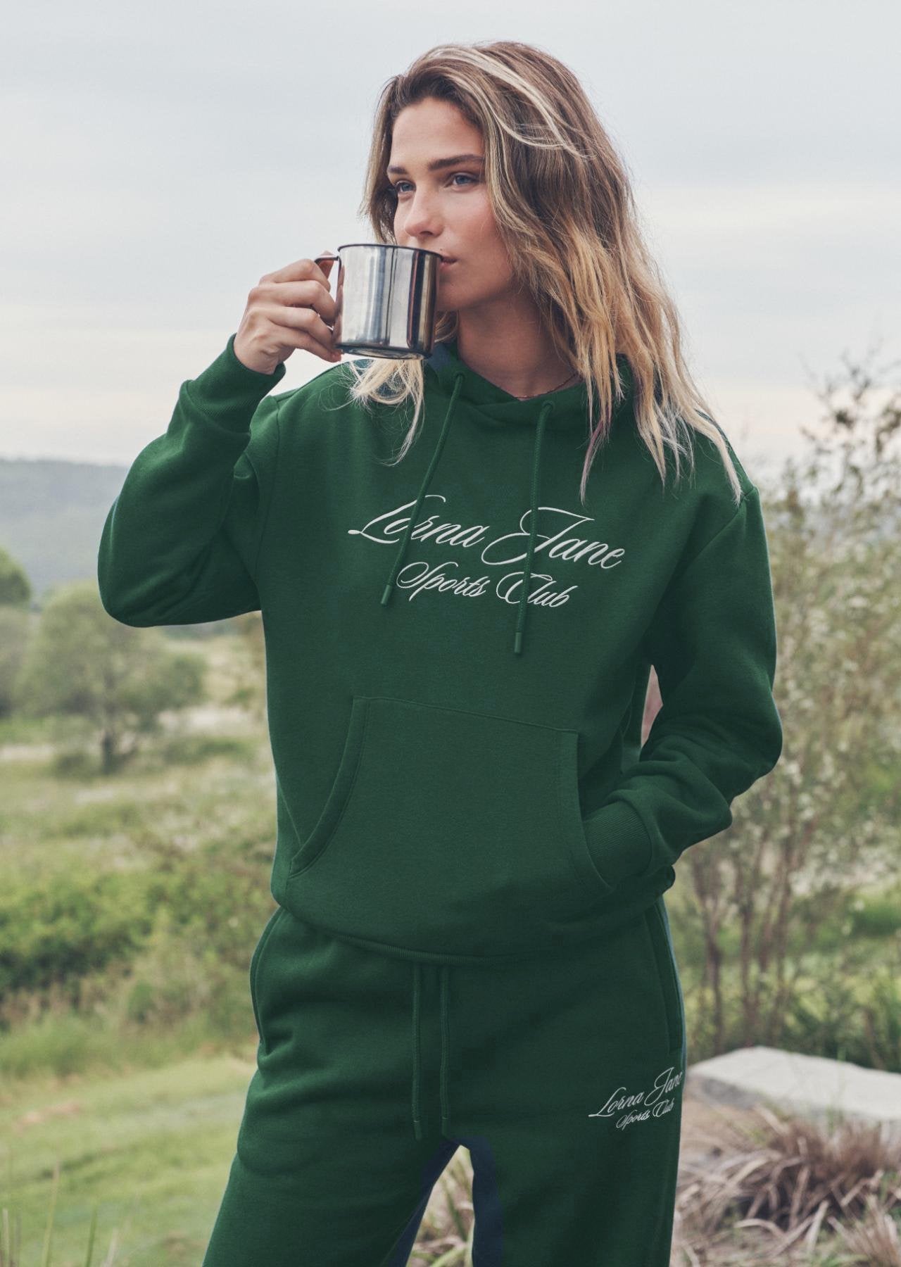 Lorna Jane Sports Club Fleece Hoodie - Dark Green