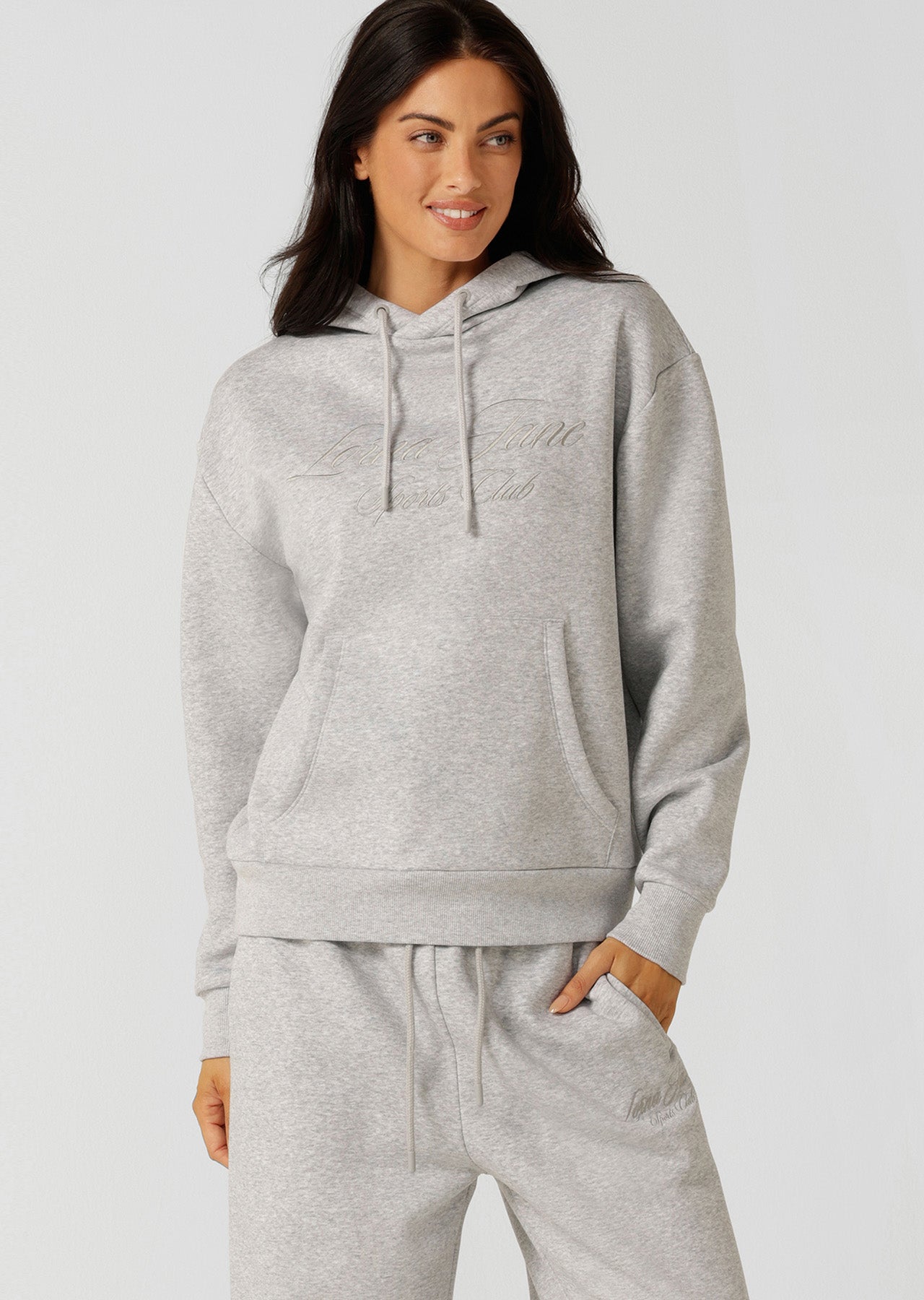 Lorna Jane Sports Club Fleece Hoodie - Grey Marl