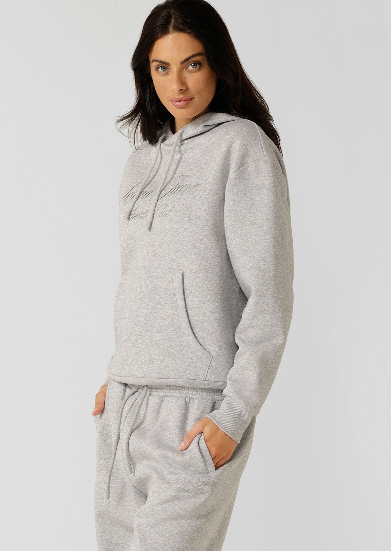 Lorna Jane Sports Club Fleece Hoodie - Grey Marl