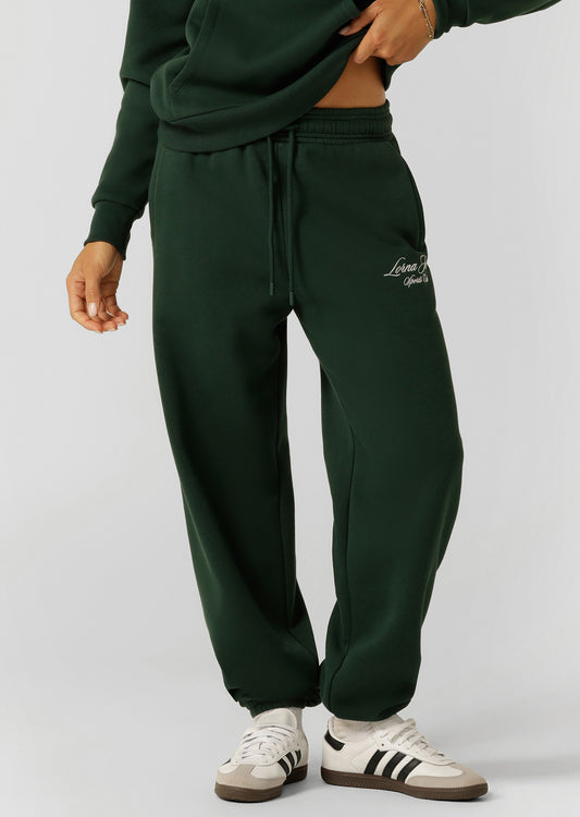 Lorna Jane Sports Club Fleece Sweatpants - Dark Green