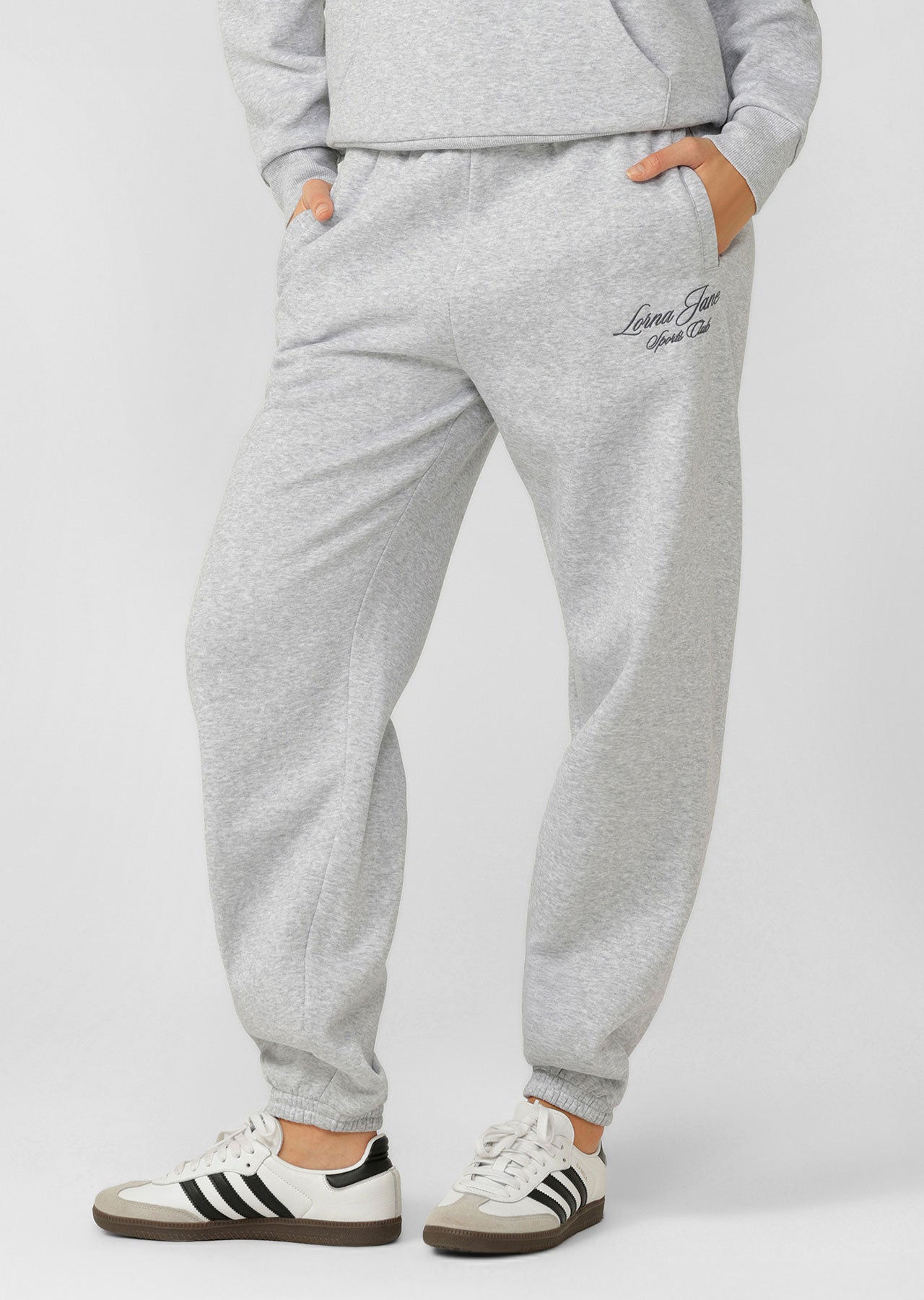 Lorna Jane Sports Club Fleece Sweatpants - Grey Marl