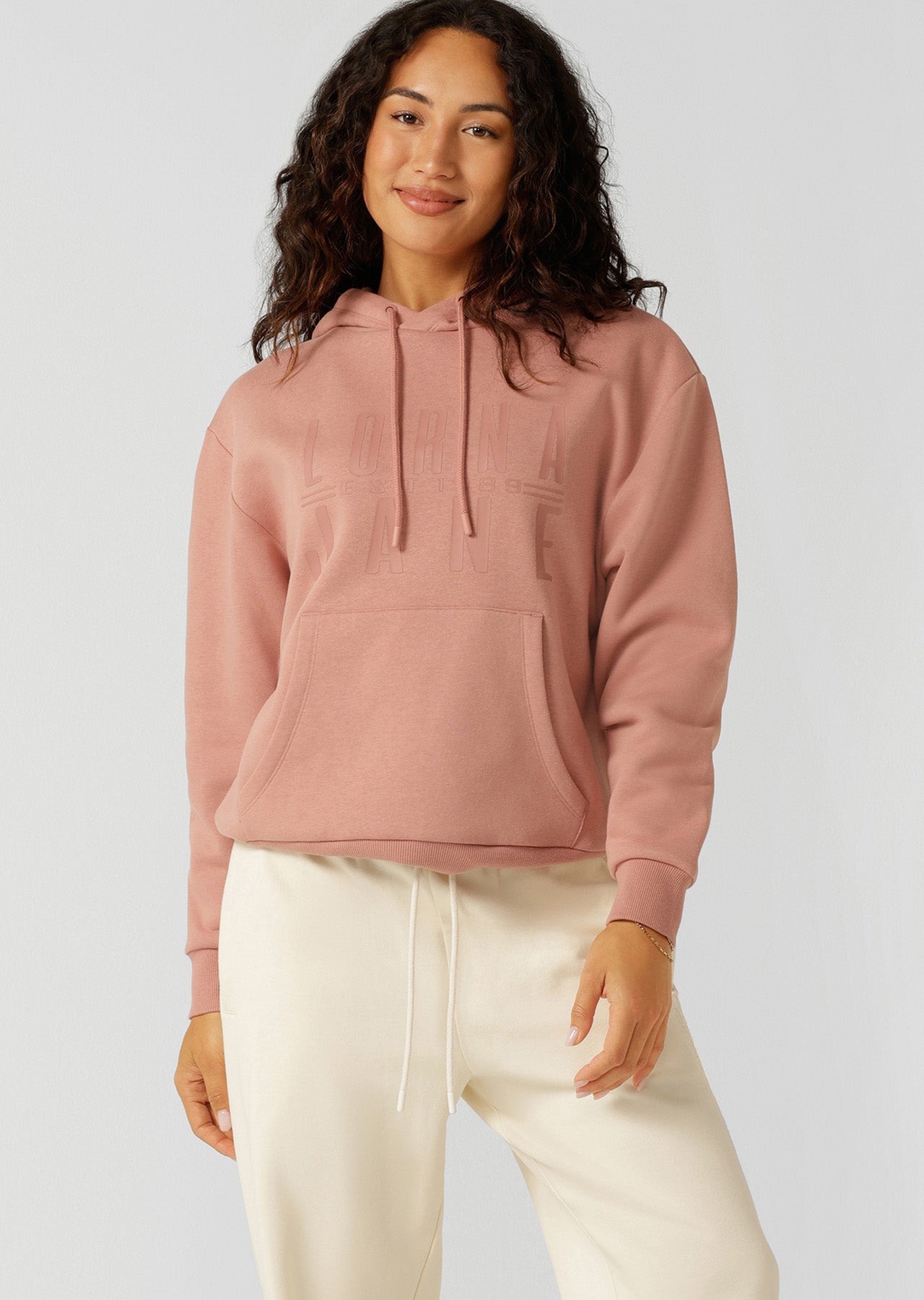 Lorna Jane Lounge Fleece Hoodie - Ash Rose