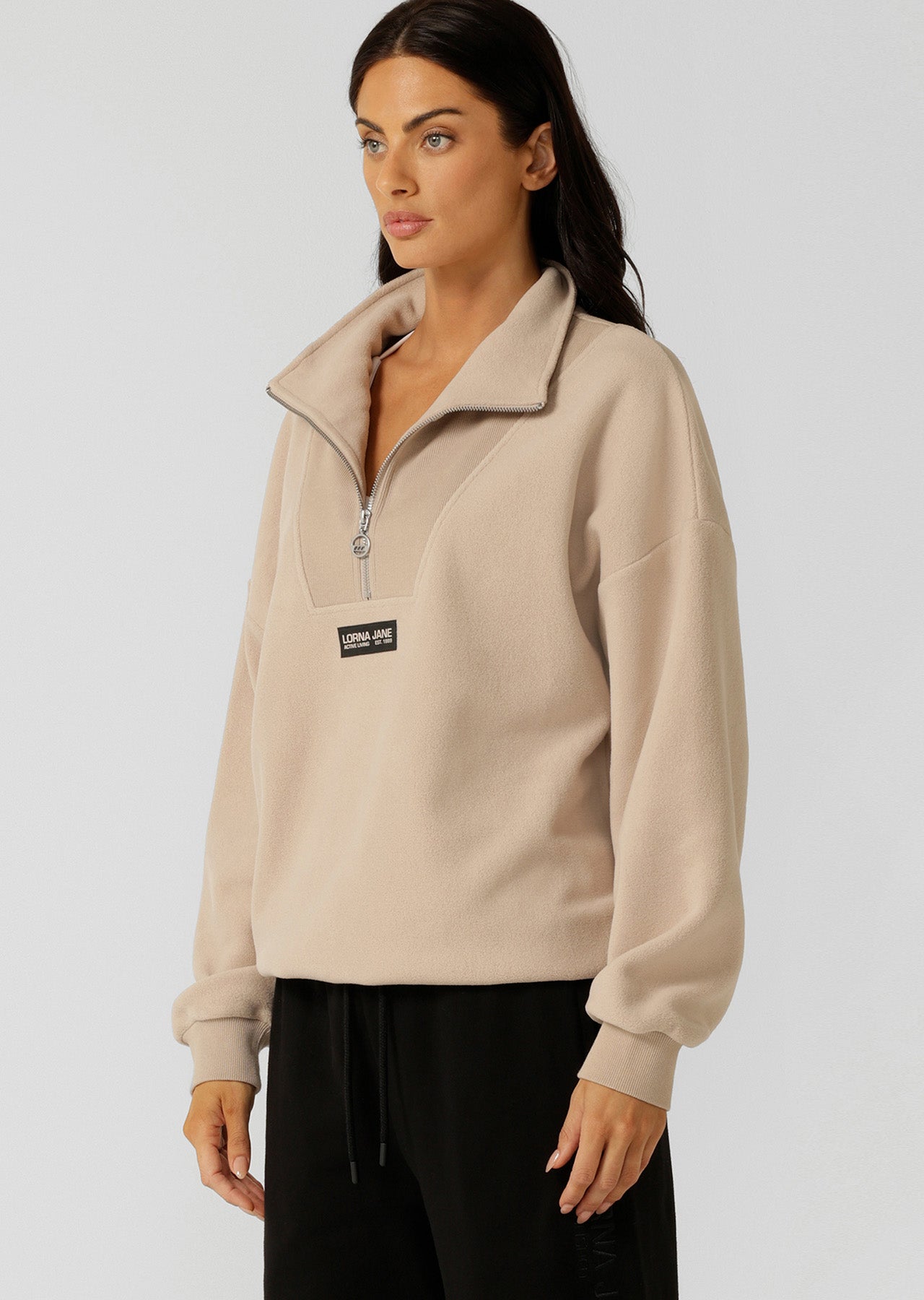 Lorna Jane Clubhouse Polar Fleece 1/2 Zip - Latte