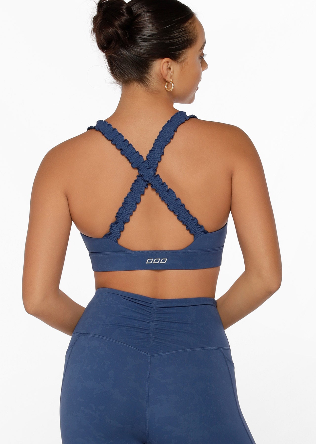 Lorna Jane Ruffle Sports Bra - Washed Indigo