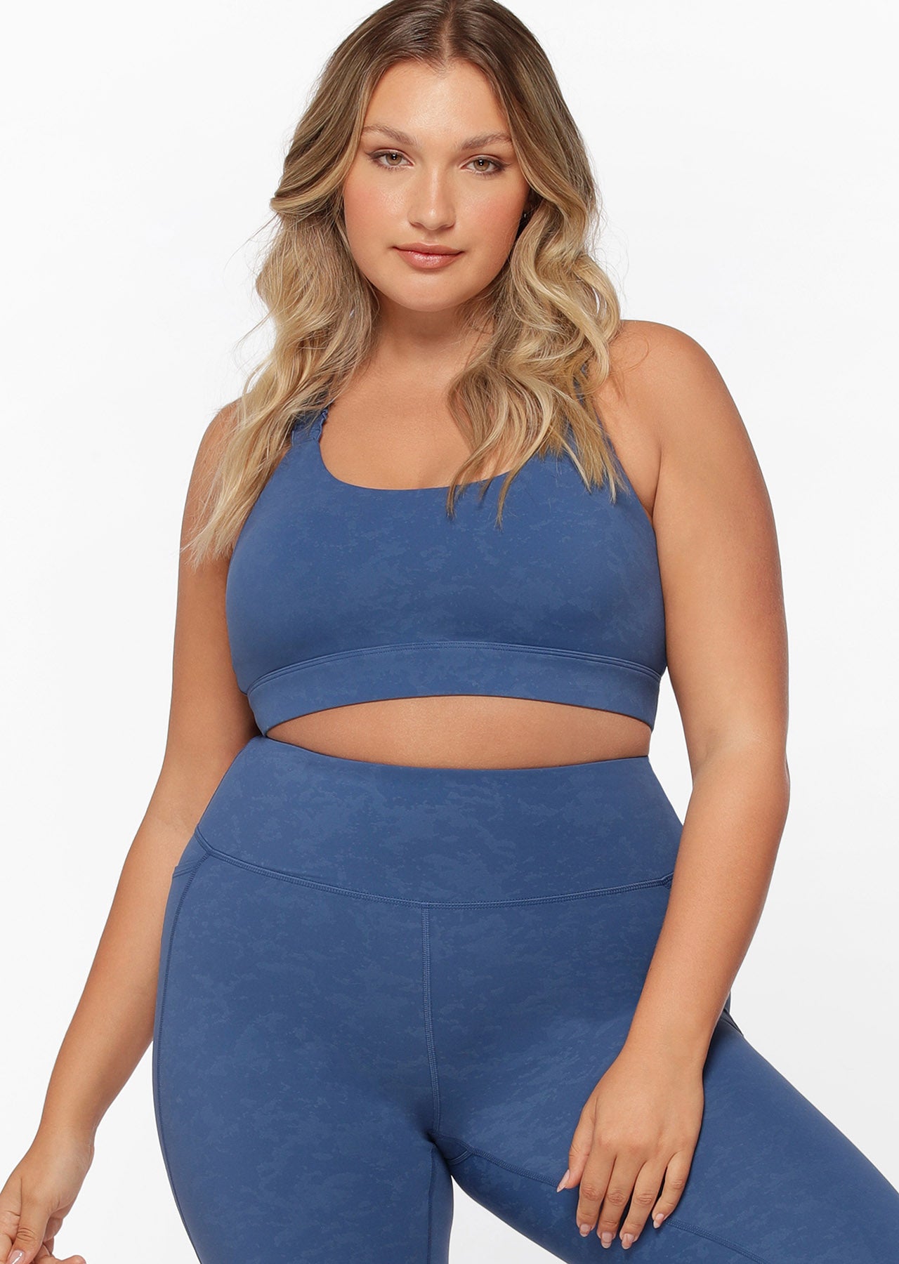 Lorna Jane Ruffle Sports Bra - Washed Indigo