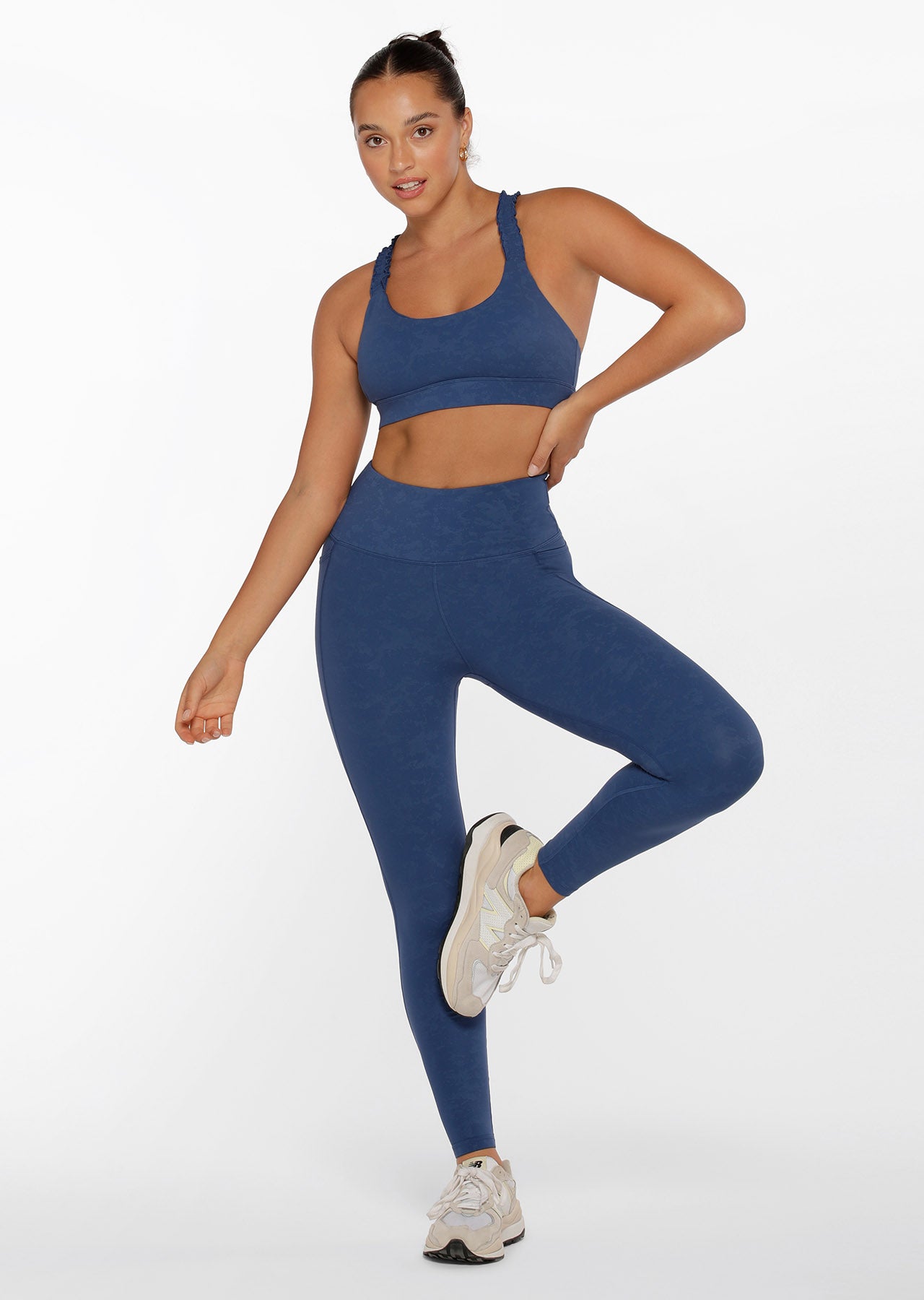Lorna Jane Ruffle Sports Bra - Washed Indigo