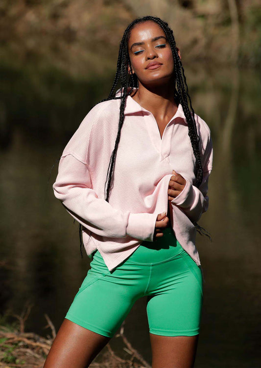 Lorna Jane Road Trip Long Sleeve Top - Pale Peony