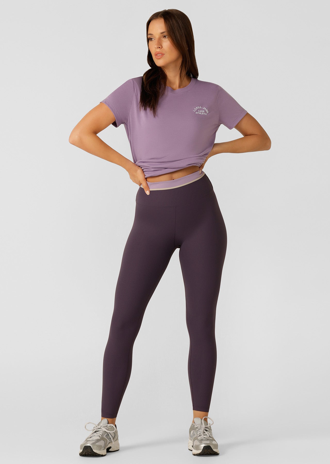 Lorna Jane Perfect Practice Rib Full Length Leggings - Midnight Plum