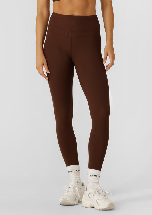 Lorna Jane Irresistible Rib Ankle Biter Leggings - Espresso