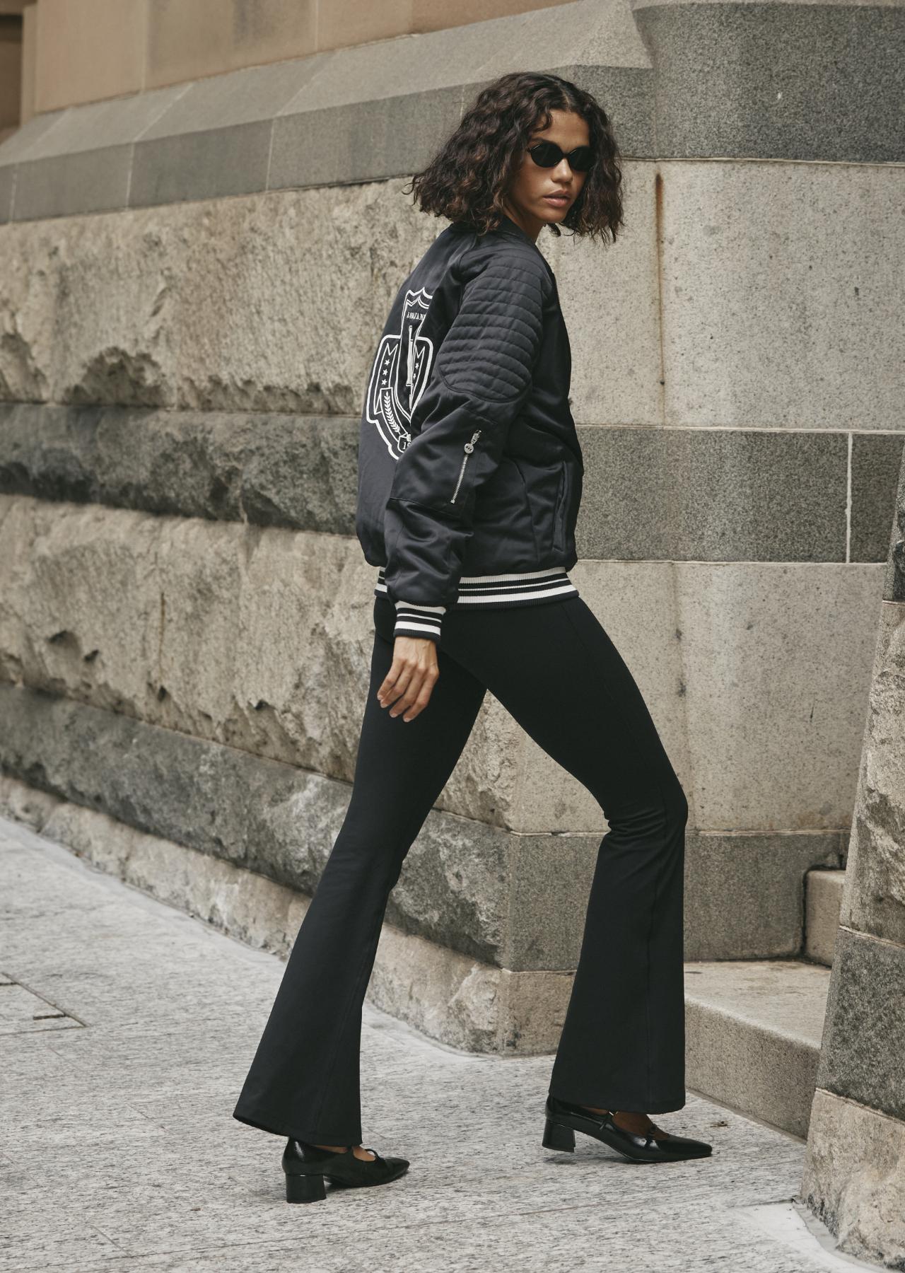 Lorna Jane Lotus Flare Full Length Thermal Leggings - Black