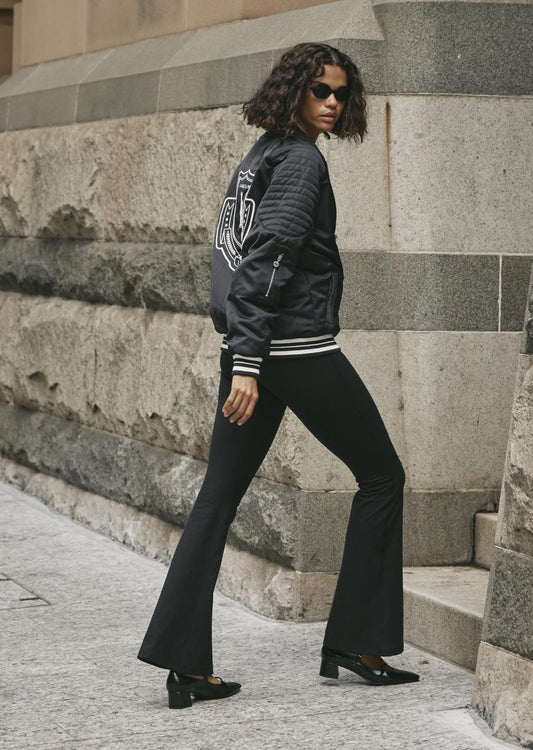 Lorna Jane Lotus Flare Full Length Thermal Leggings - Black