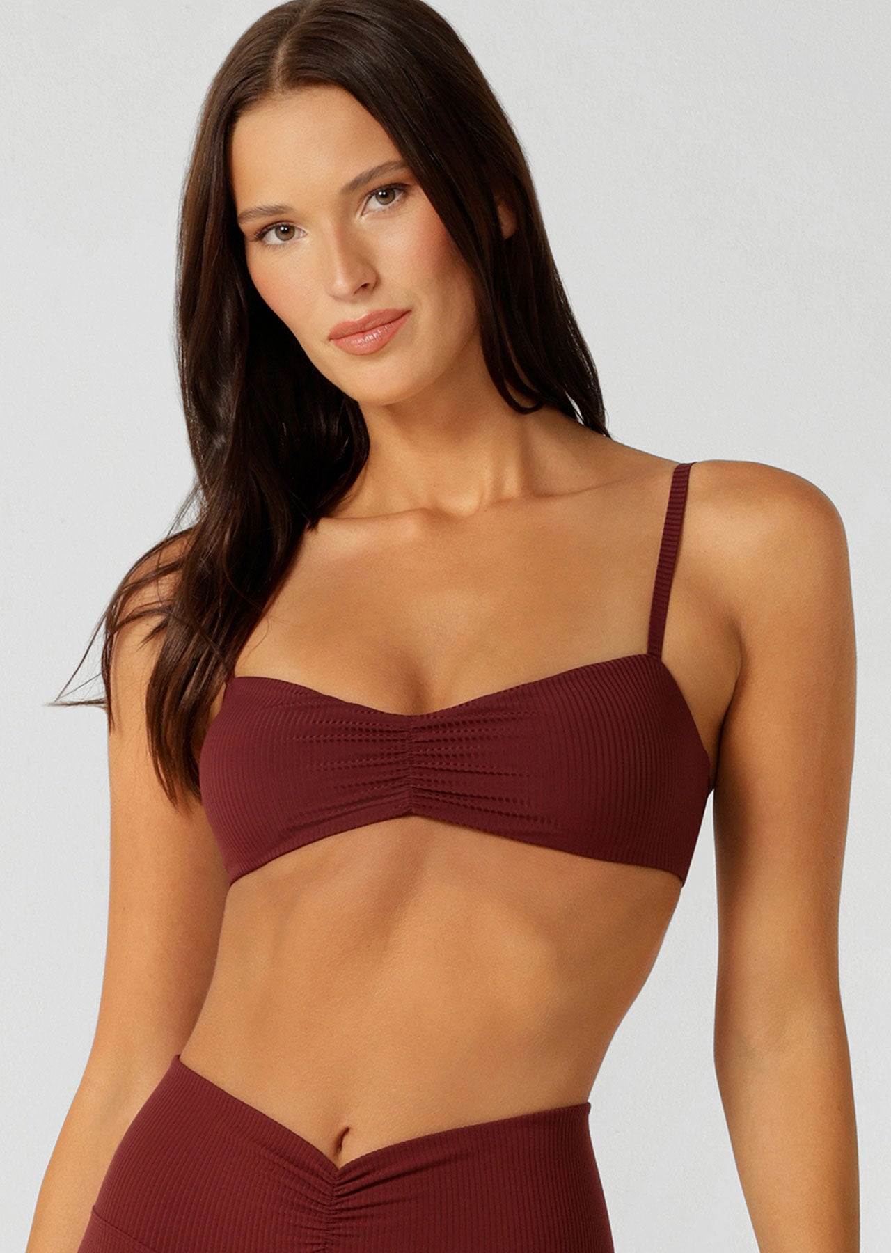 Lorna Jane Dolce Vita Rib Sports Bra - Dark Ruby
