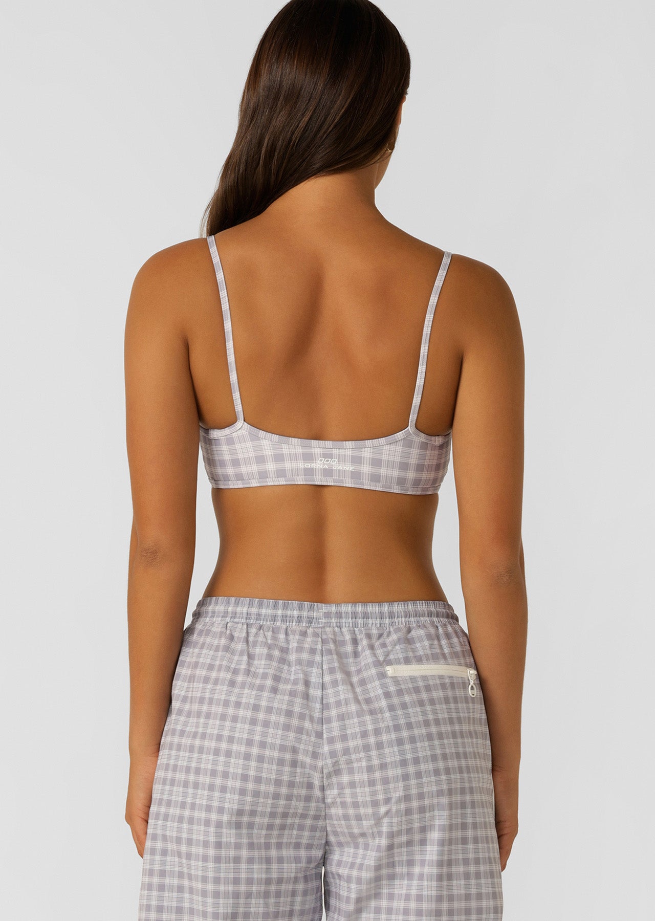 Lorna Jane Country Club Check Sports Bra - Grey Check