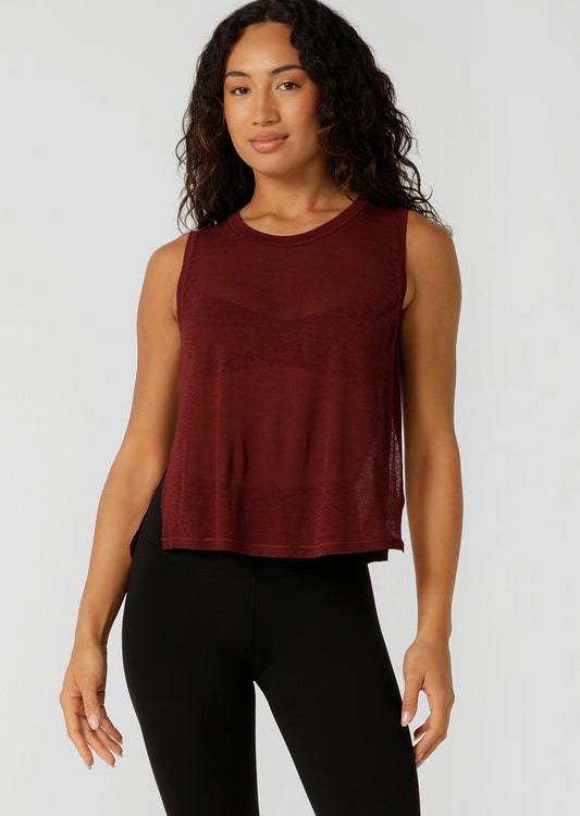 Lorna Jane Finish Line Active Tank - Dark Ruby