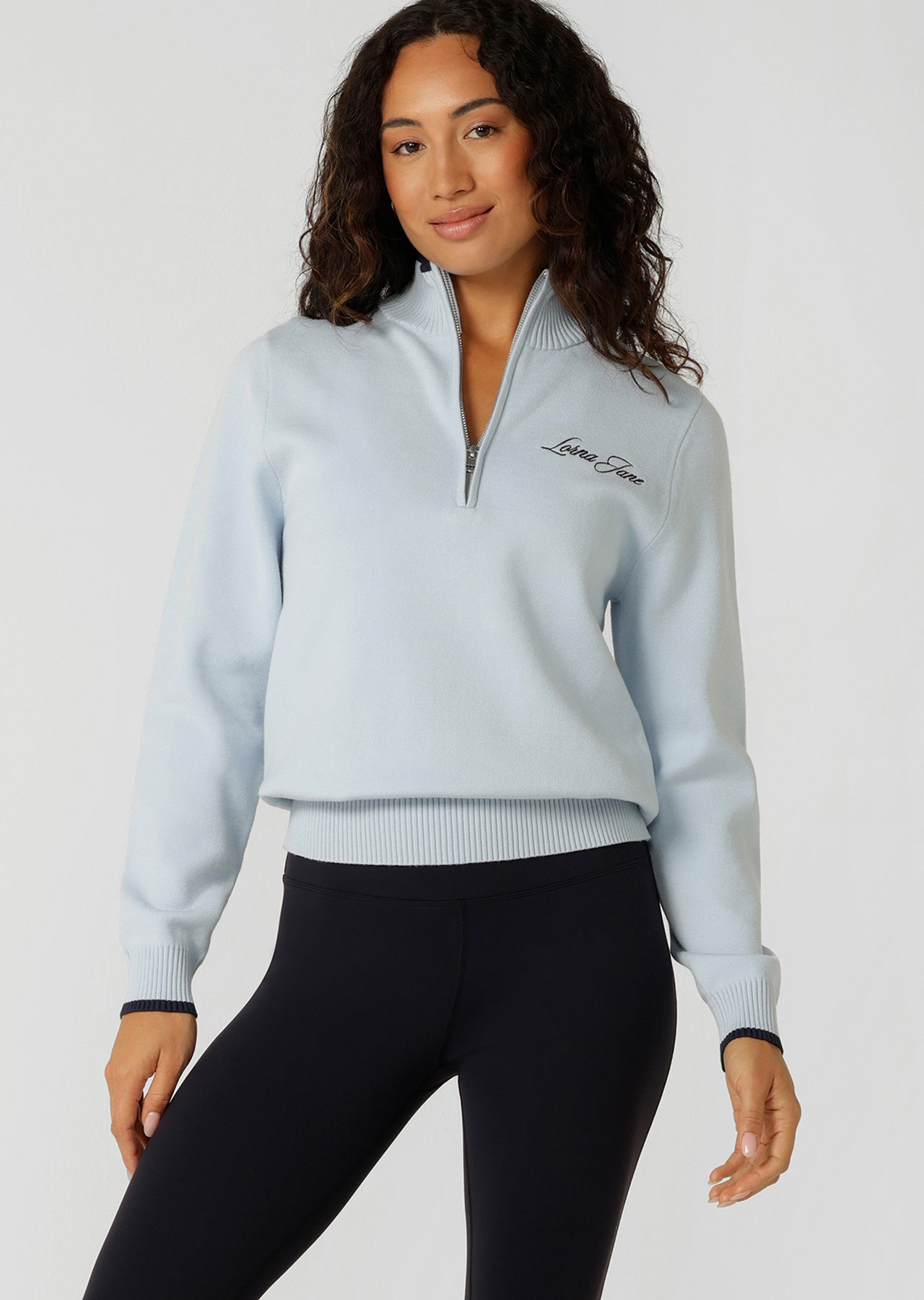 Lorna Jane Alpine Club 1/2 Zip Knit Jumper - Toulouse Blue