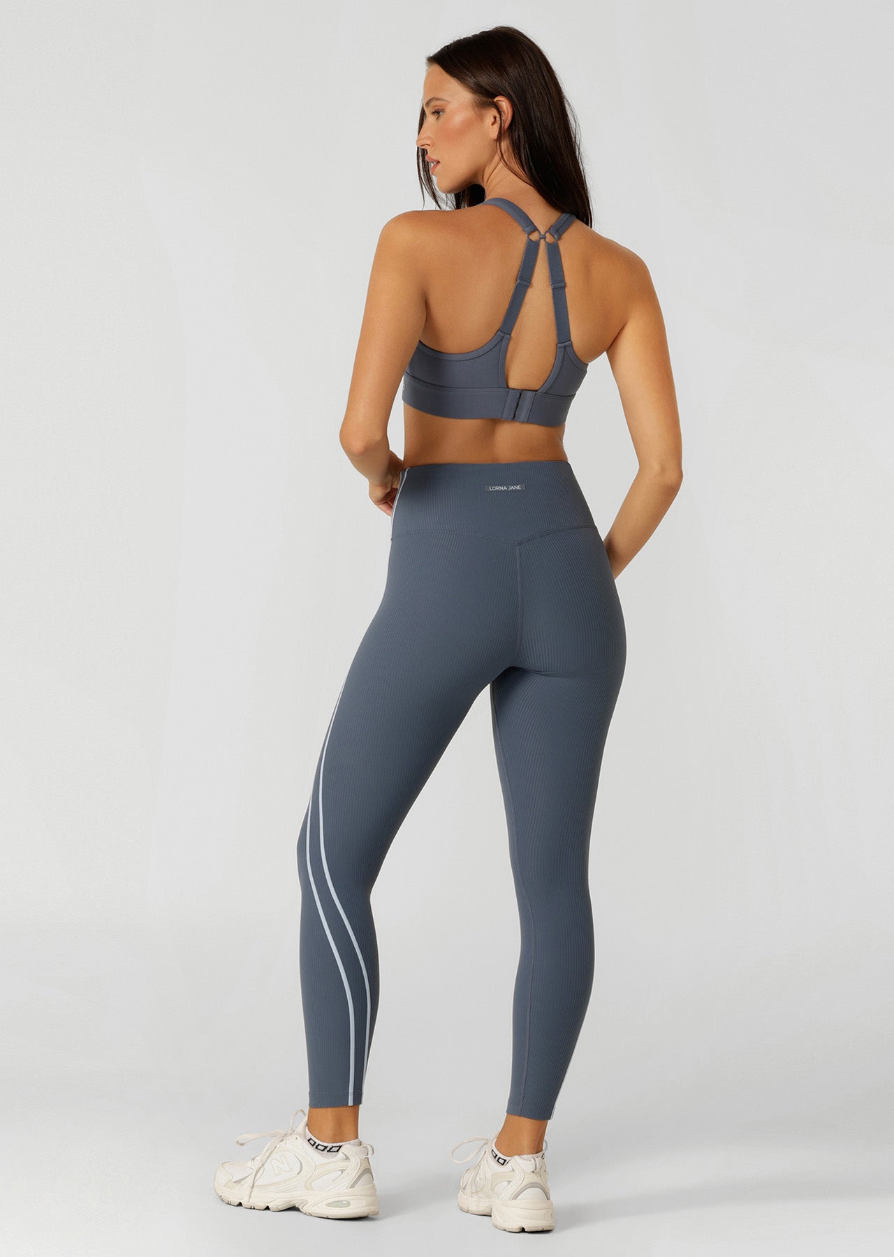 Lorna Jane Second Nature Luxe Rib Ankle Biter Leggings - Dark Powder Grey