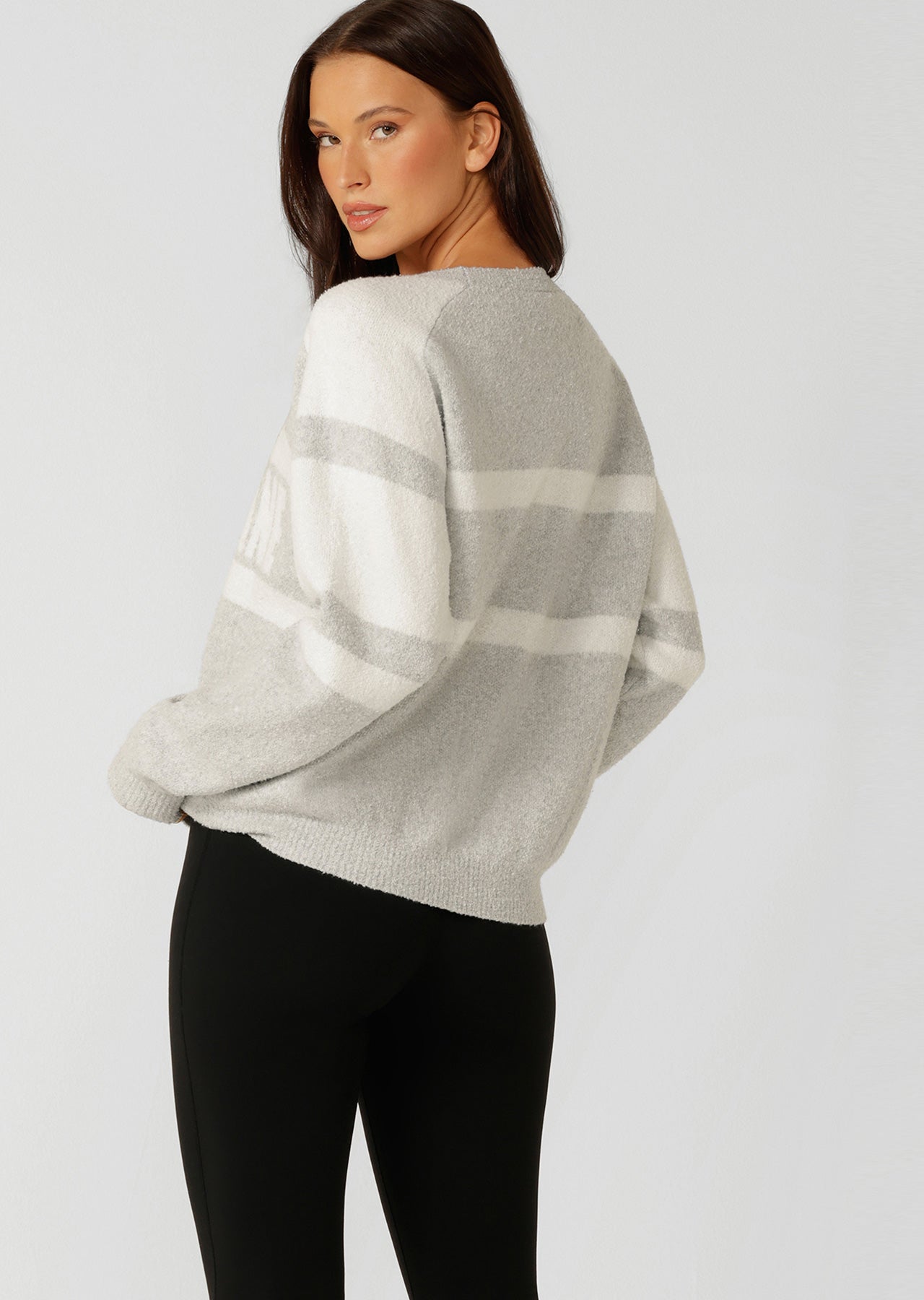 Lorna Jane Cloud Soft Logo Knit Jumper - Grey Marl