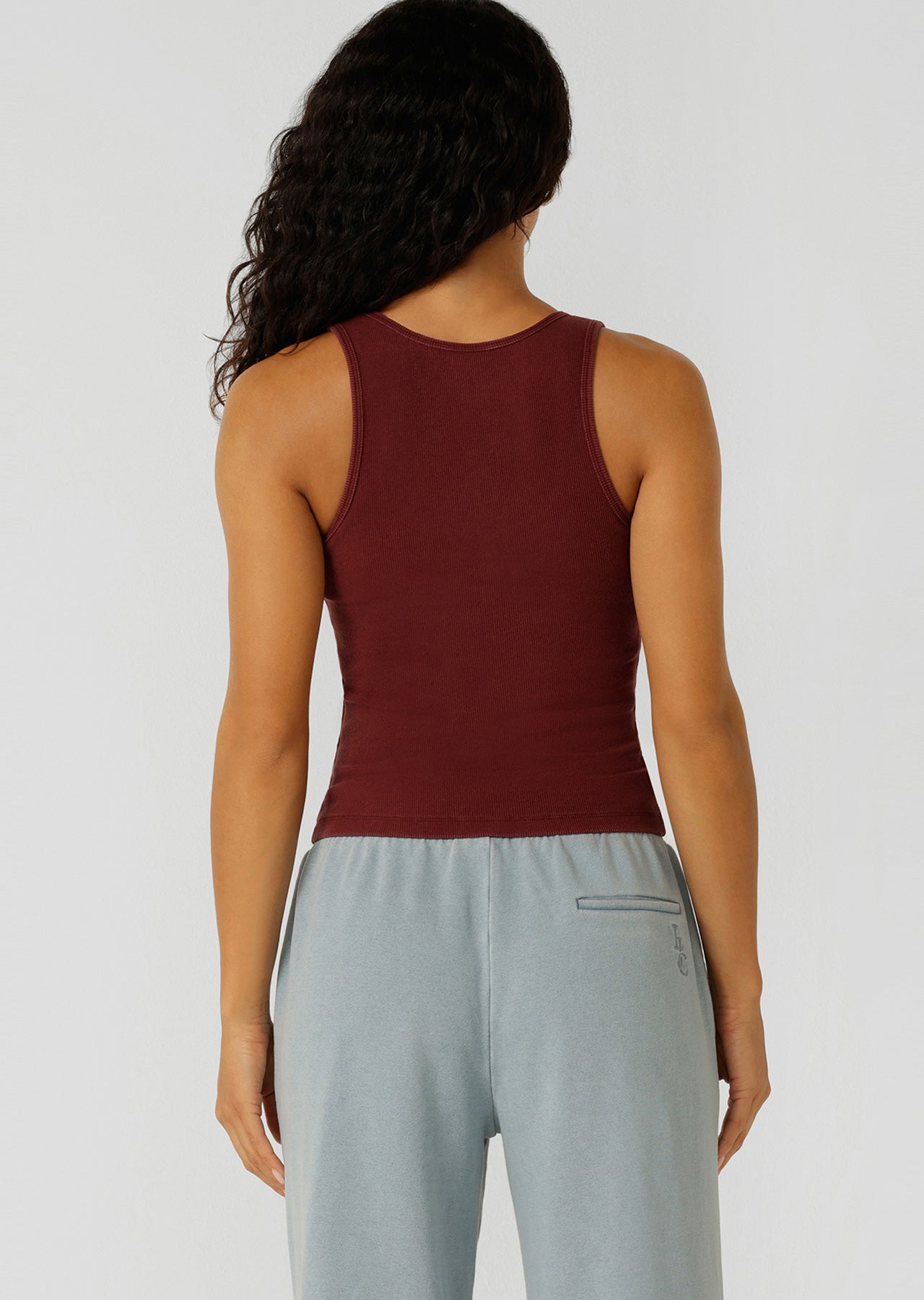 Lorna Jane Original Sport Washed Rib Tank - Washed Dark Ruby