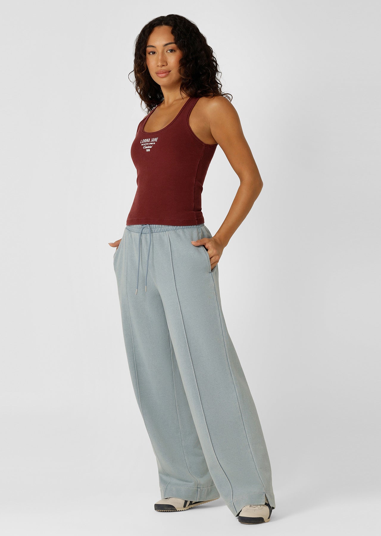 Lorna Jane Original Sport Washed Rib Tank - Washed Dark Ruby