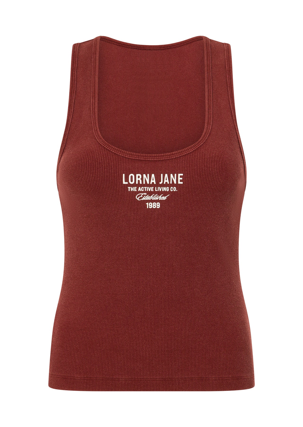 Lorna Jane Original Sport Washed Rib Tank - Washed Dark Ruby