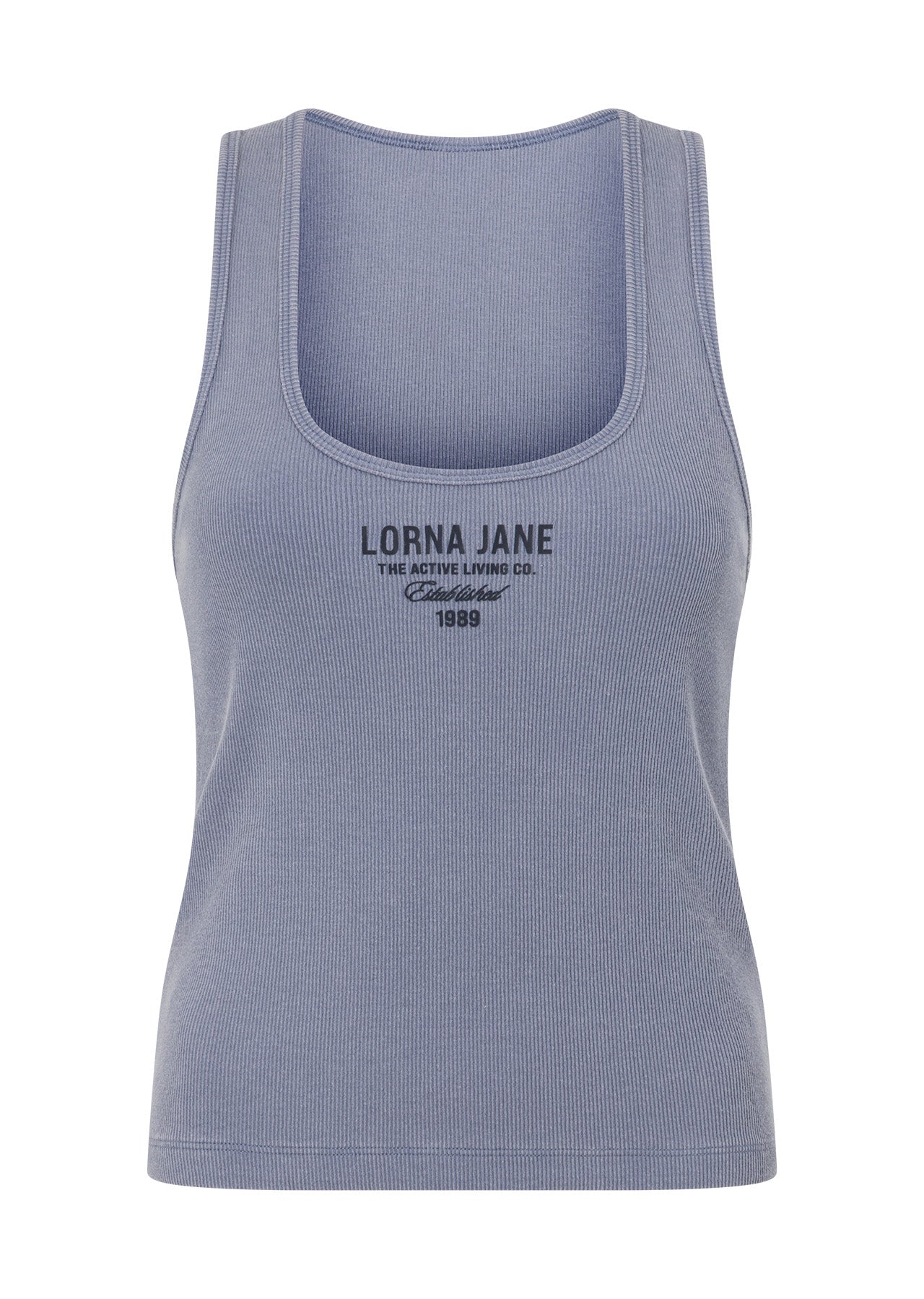 Lorna Jane Original Sport Washed Rib Tank - Washed Powder Grey