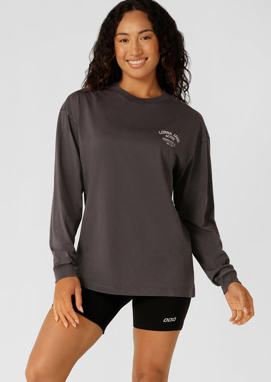 Lorna Jane Washed Original Sport Long Sleeve T-Shirt - Washed Titanium