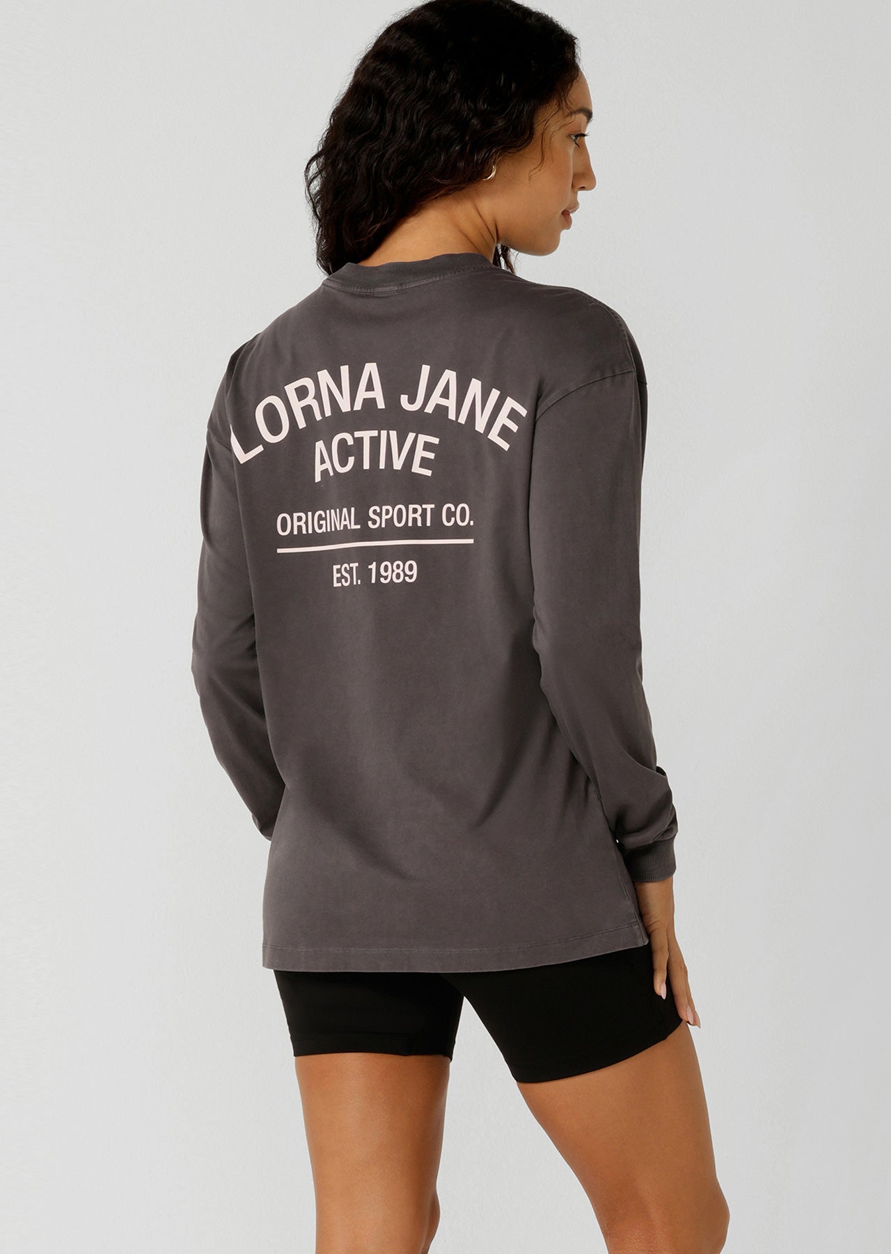Lorna Jane Washed Original Sport Long Sleeve T-Shirt - Washed Titanium