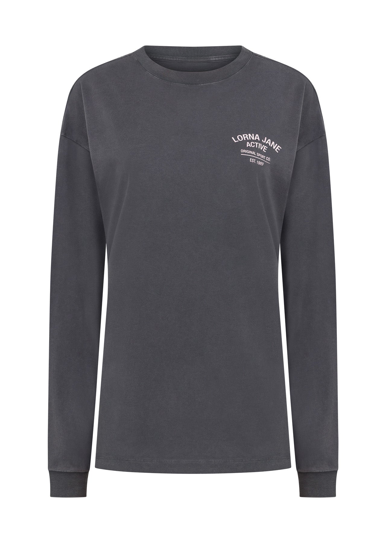 Lorna Jane Washed Original Sport Long Sleeve T-Shirt - Washed Titanium