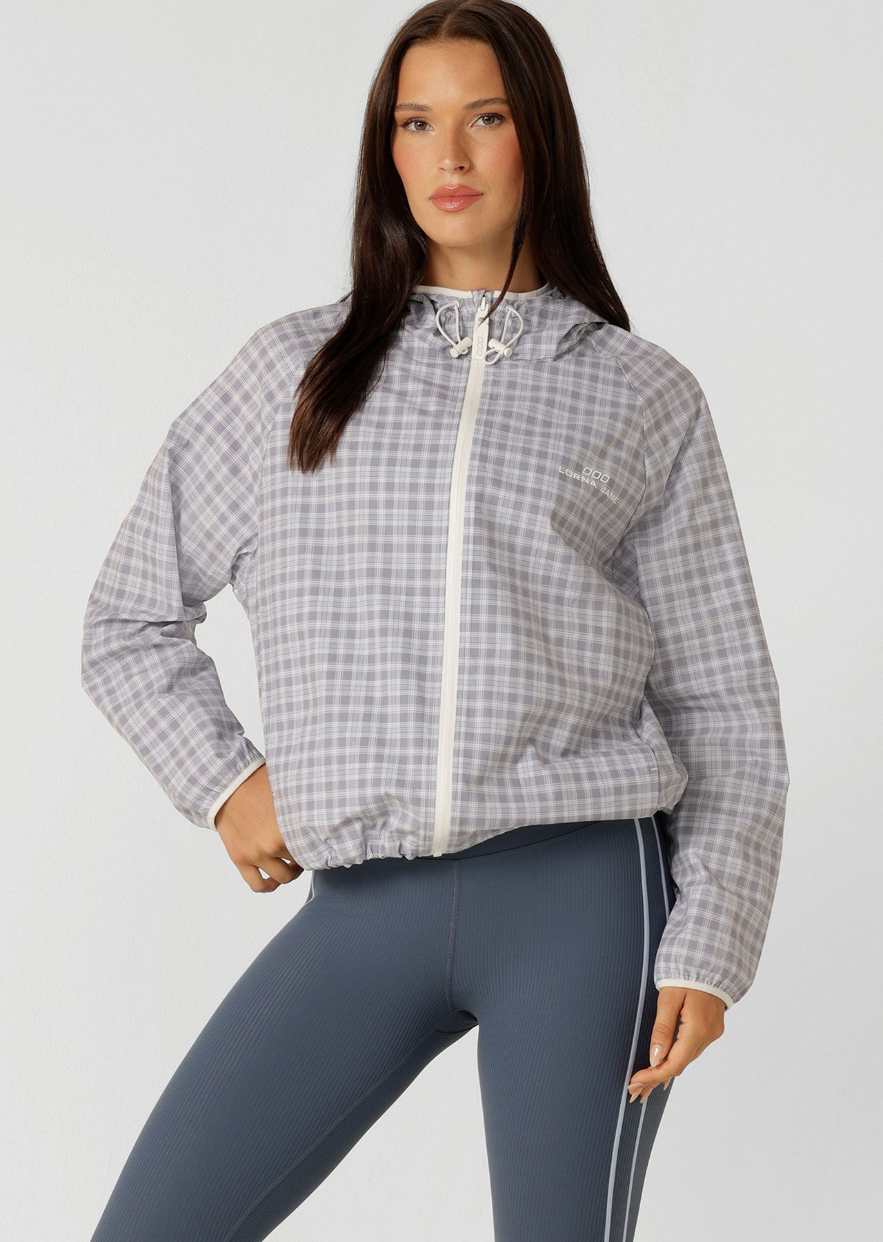 Lorna Jane Country Club Outdoor Rec Jacket - Grey Check