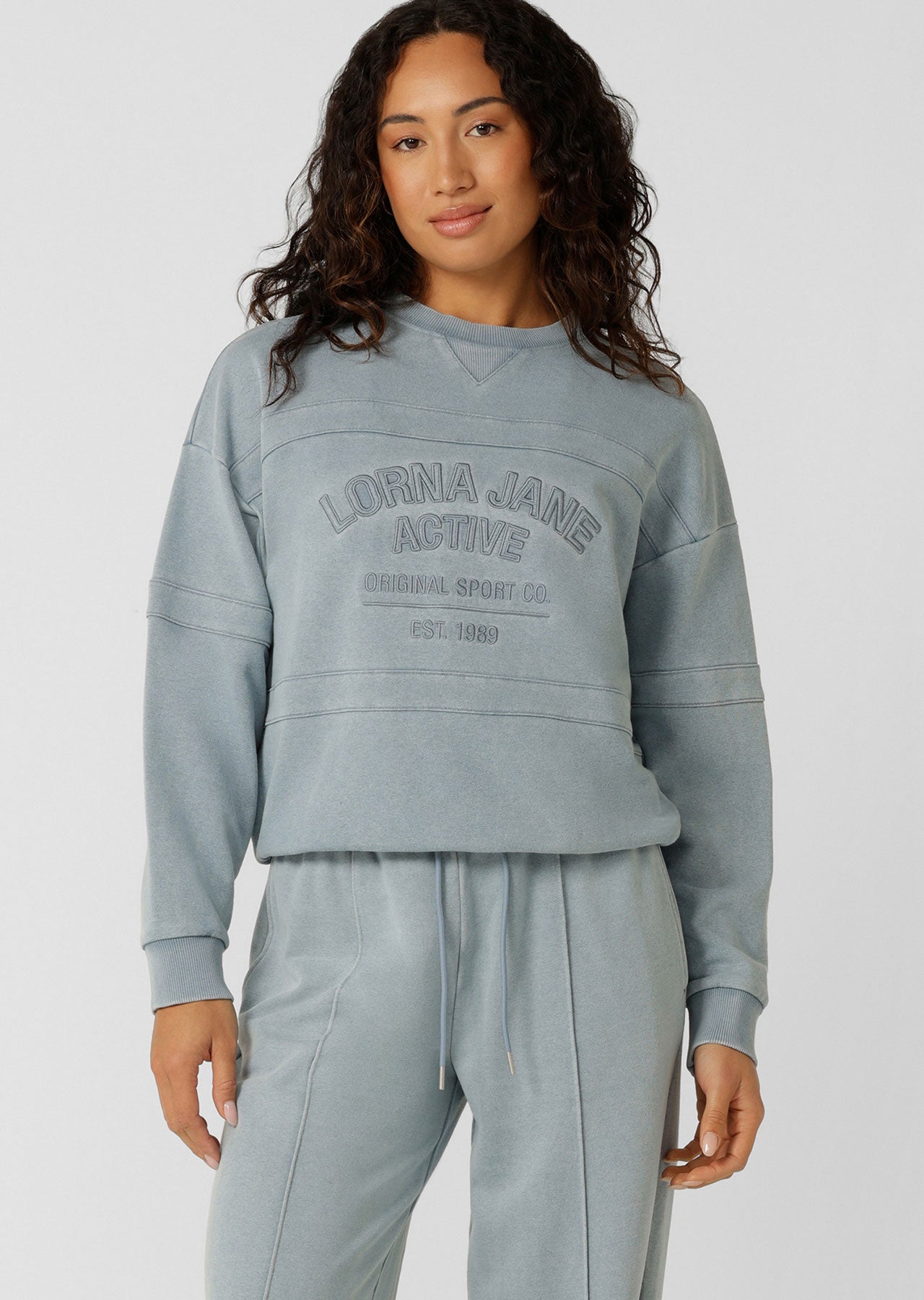 Lorna Jane Movement Sport Washed Panelled Sweat - Washed Blue