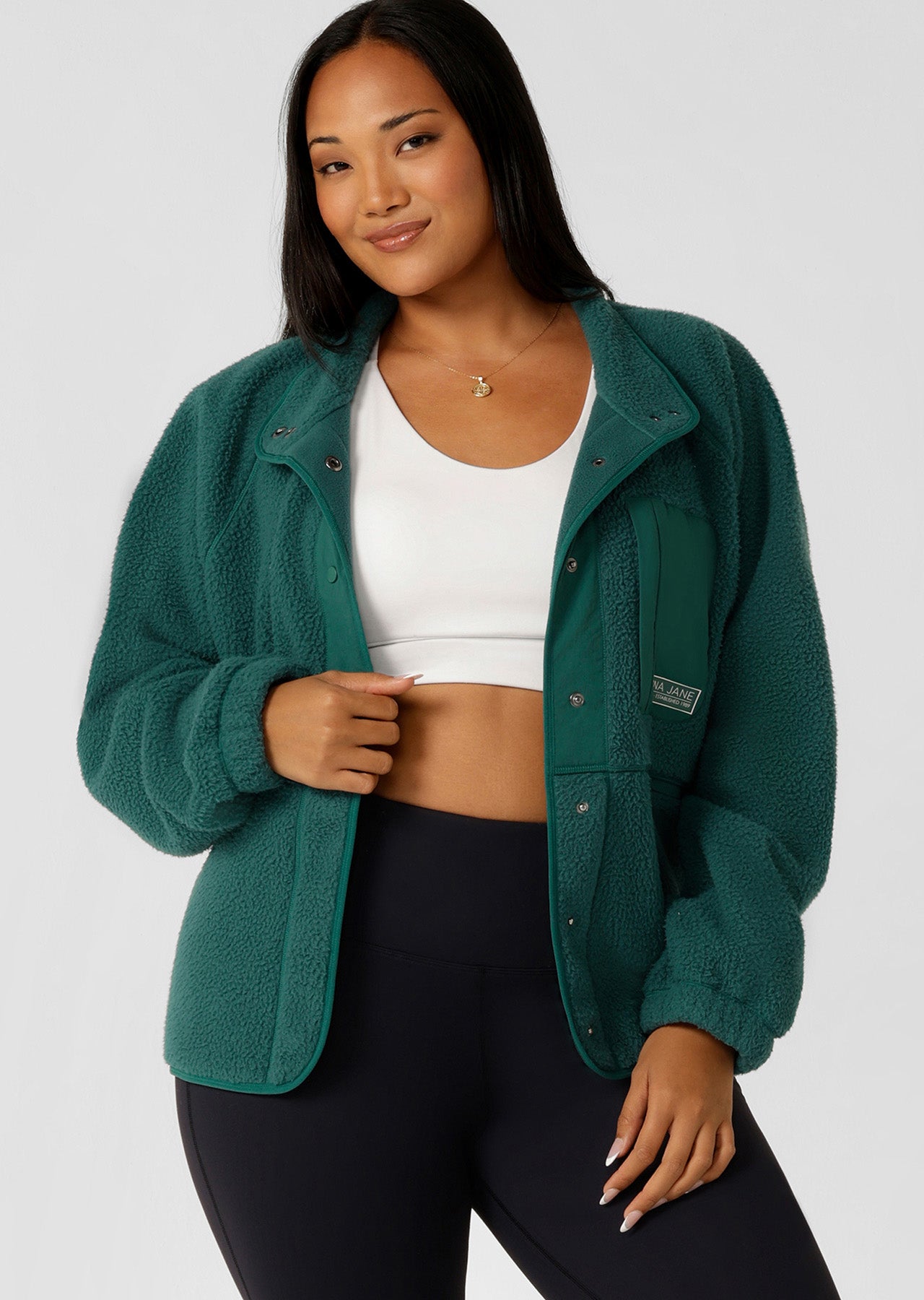 Lorna Jane On The Move Sports Fleece Jacket - Moss Green