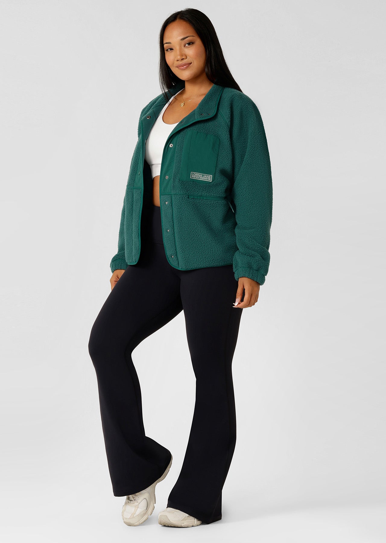 Lorna Jane On The Move Sports Fleece Jacket - Moss Green