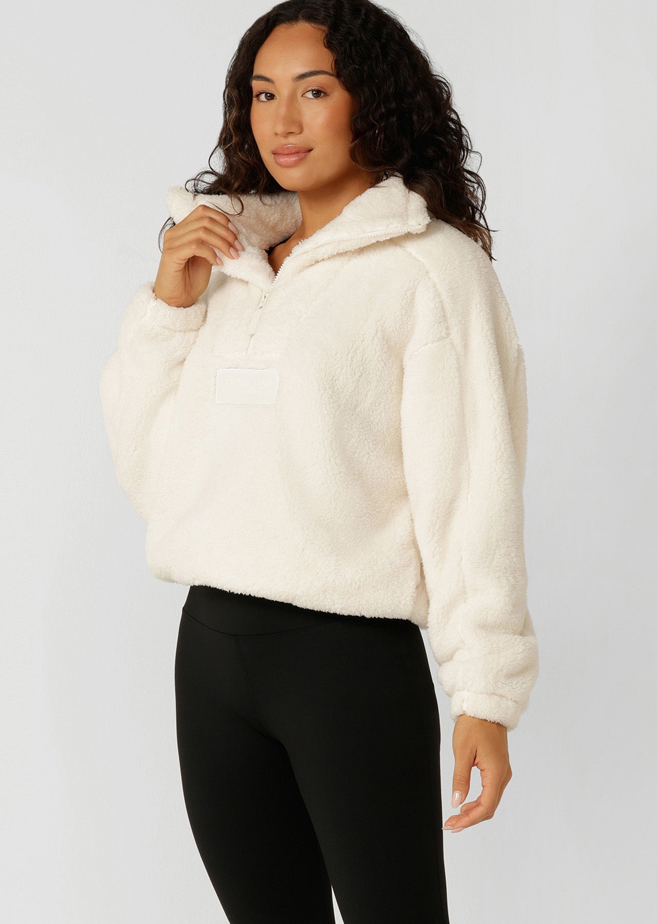 Lorna Jane Everyday Teddy Quarter Zip Sweat - Cream