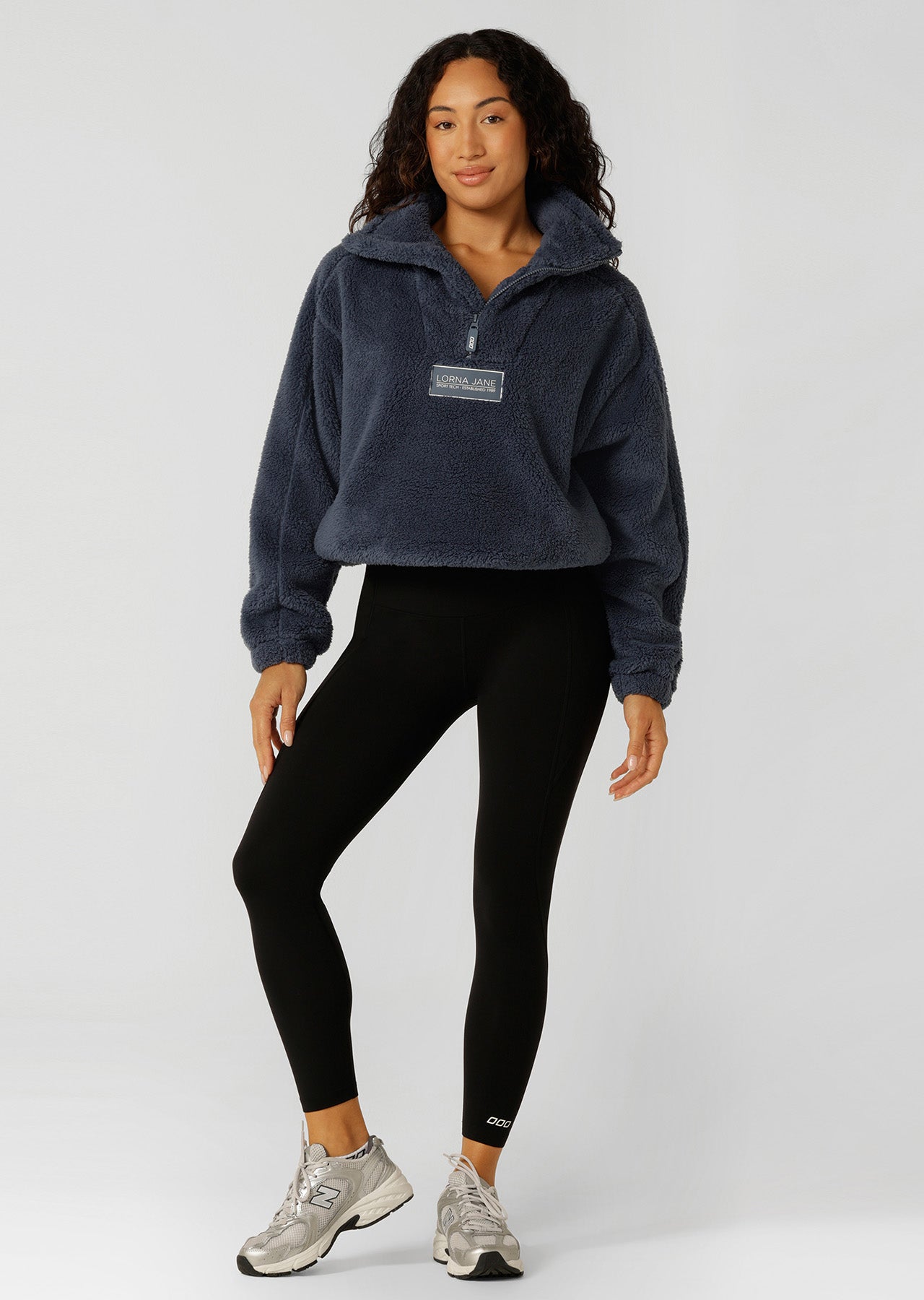 Lorna Jane Everyday Teddy Quarter Zip Sweat - Dark Powder Grey