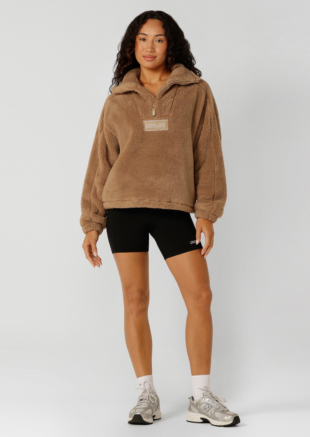 Lorna Jane Everyday Teddy Quarter Zip Sweat - Sand Dune