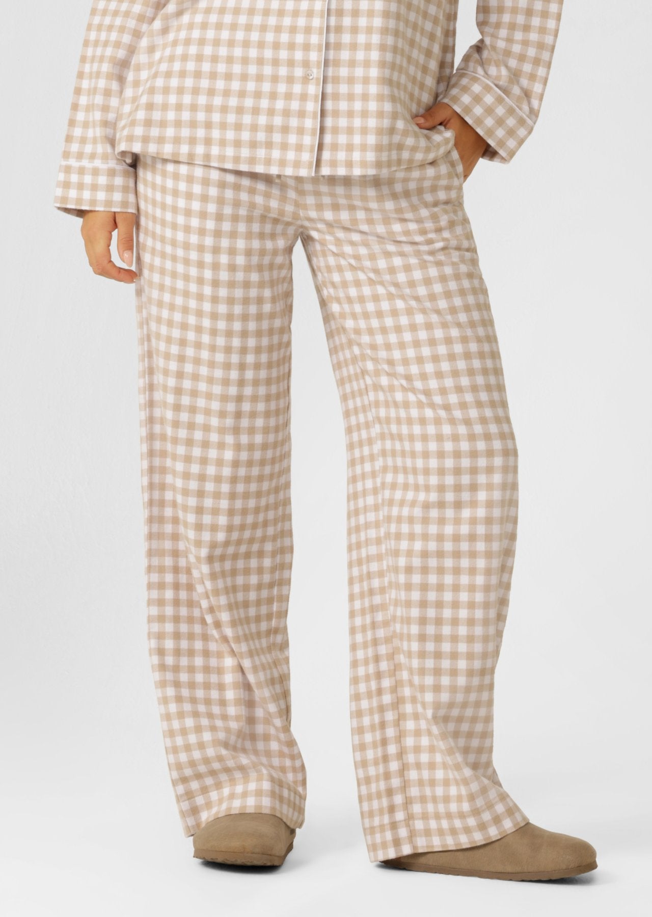 Lorna Jane Flannel Lounge Pants - Latte Check
