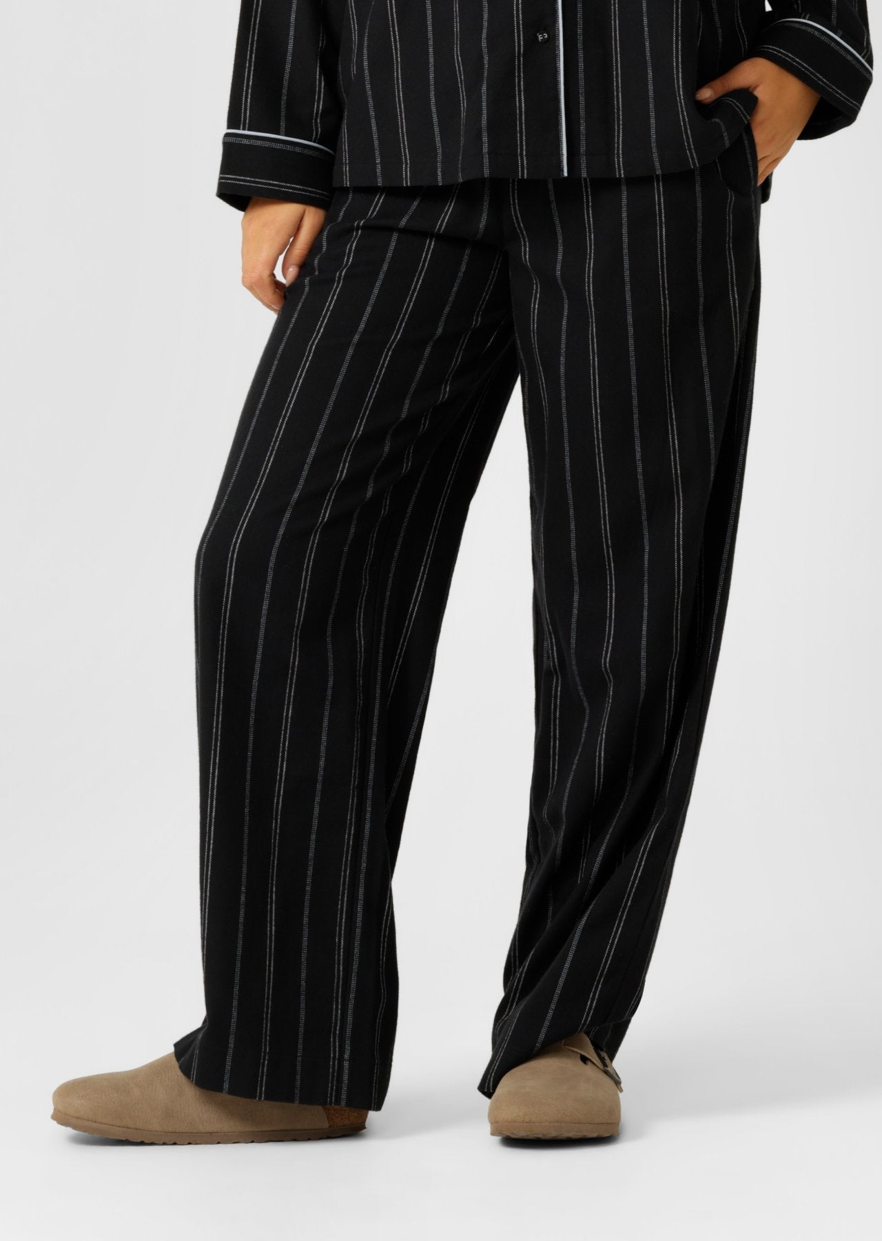 Lorna Jane Flannel Lounge Pants - Navy Pinstripe