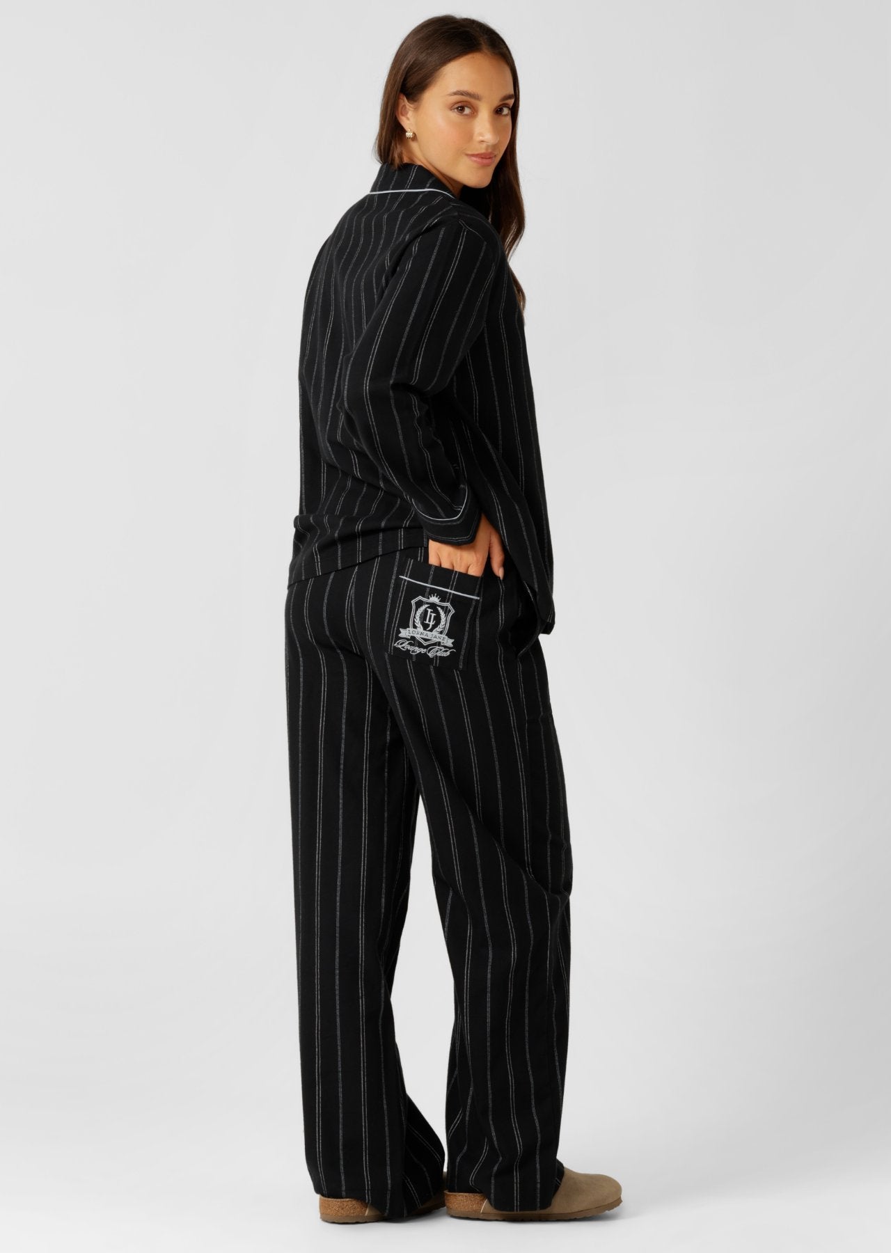 Lorna Jane Flannel Lounge Pants - Navy Pinstripe