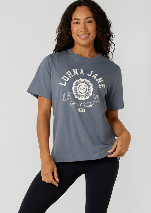 Lorna Jane Alumni Graphic Relaxed T-Shirt - Powder Grey
