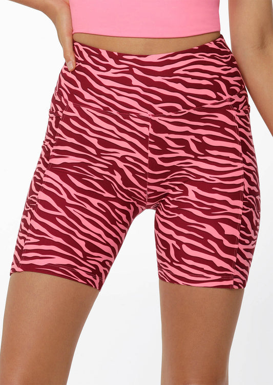 Lorna Jane Amy Phone Pocket Bike Shorts - Bright Zebra Print